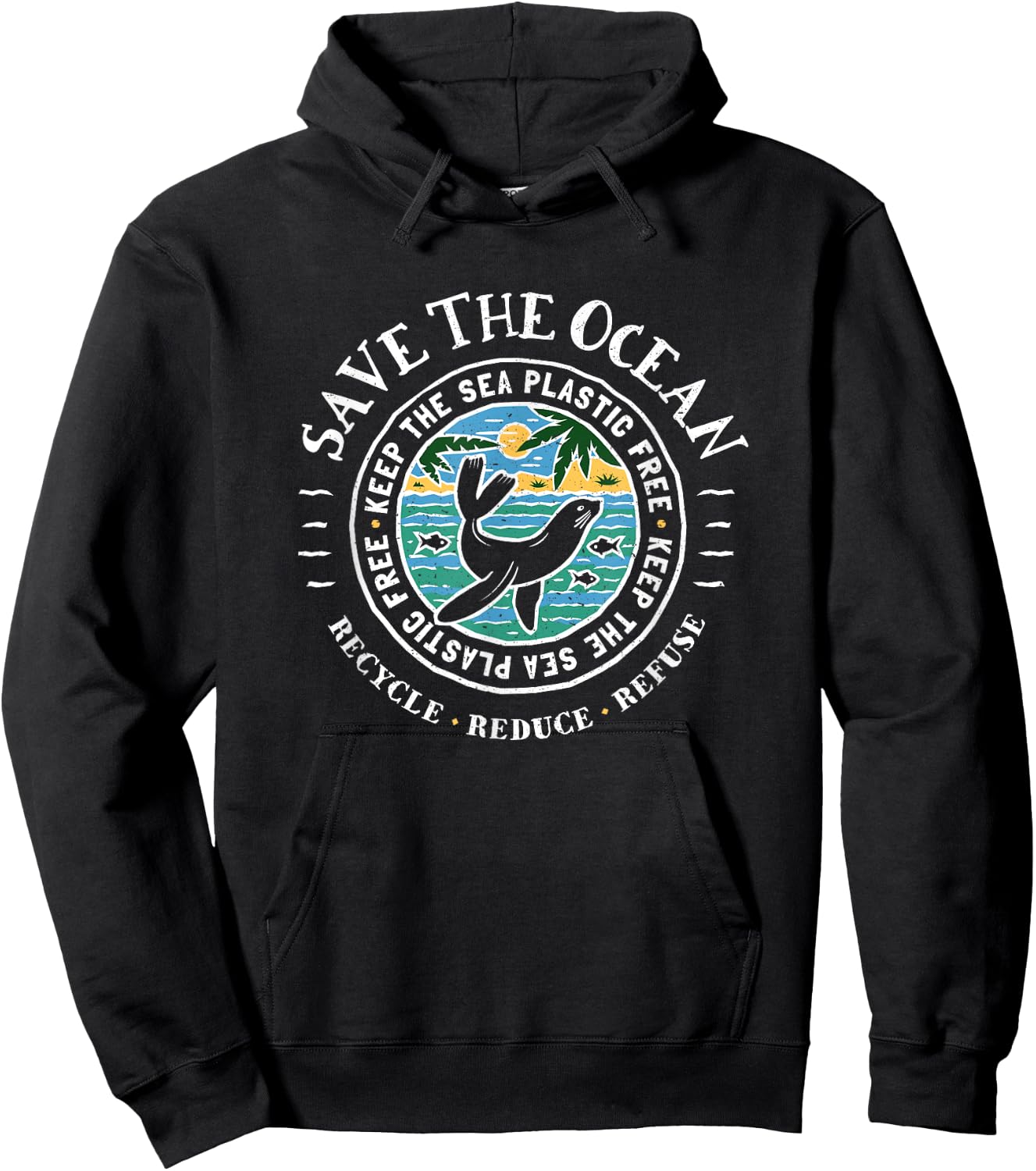 Keep the Sea Plastic Free Seal - Save The Ocean Hoodie - Hoodie | Black