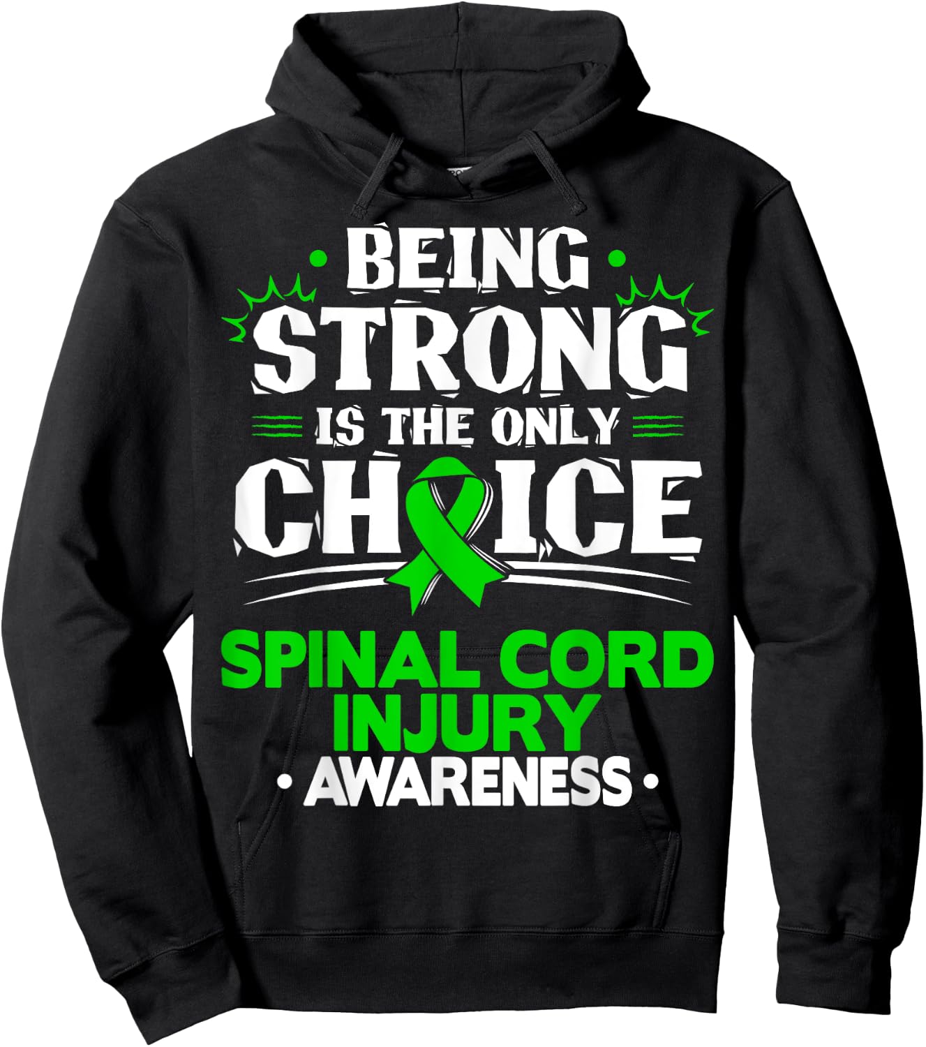 Green Ribbon Spinal Cord Injury Awareness Hoodie - Hoodie | Black