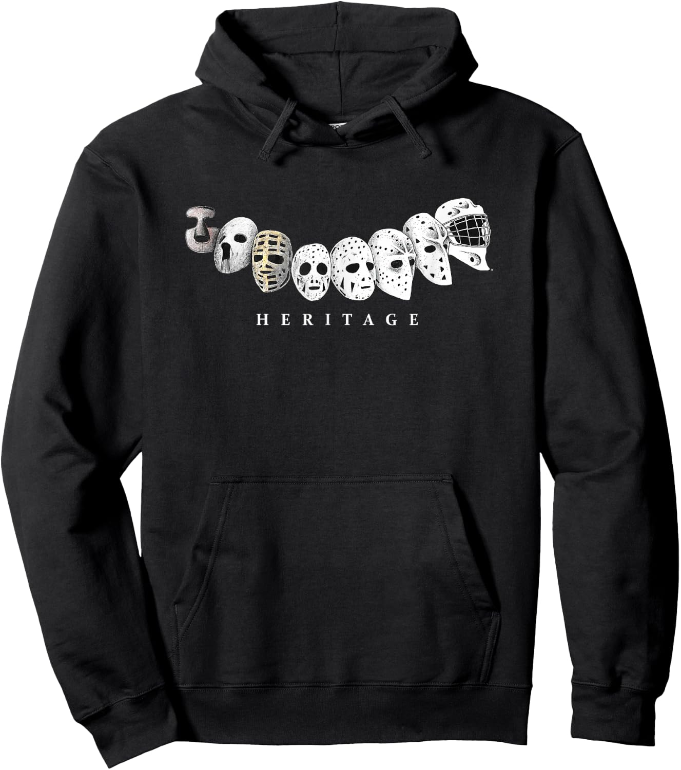 Ice Hockey Goalie Evolution Vintage to Modern Masks Hoodie - Hoodie | Black