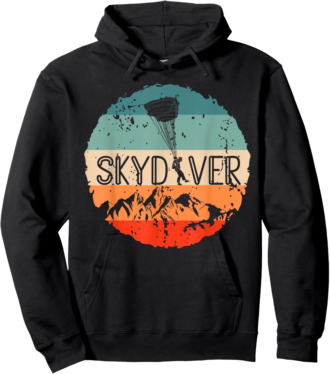Retro Vintage Skydiver Skydiving Parachuting Fan Skydiving Hoodie - Hoodie | Black