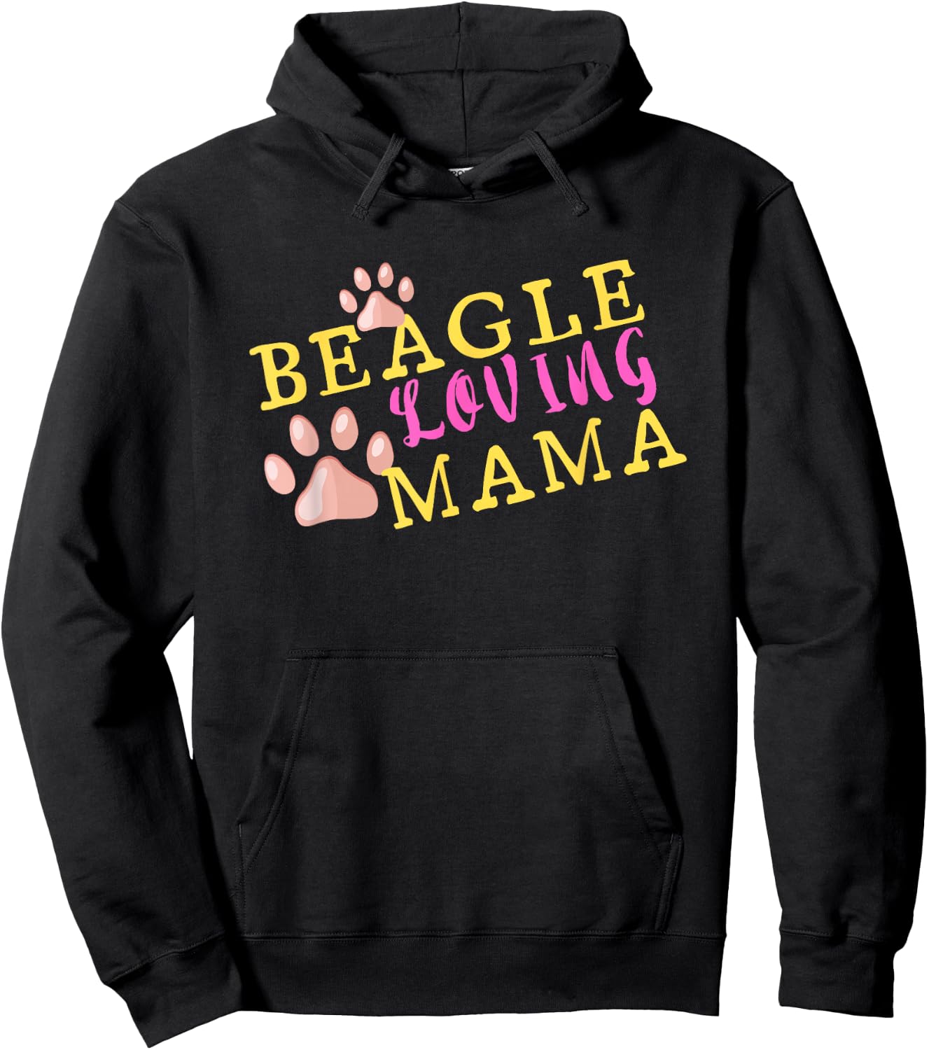 Beagle Loving Mama - Dog Paw Print Mom Hoodie - Hoodie | Black