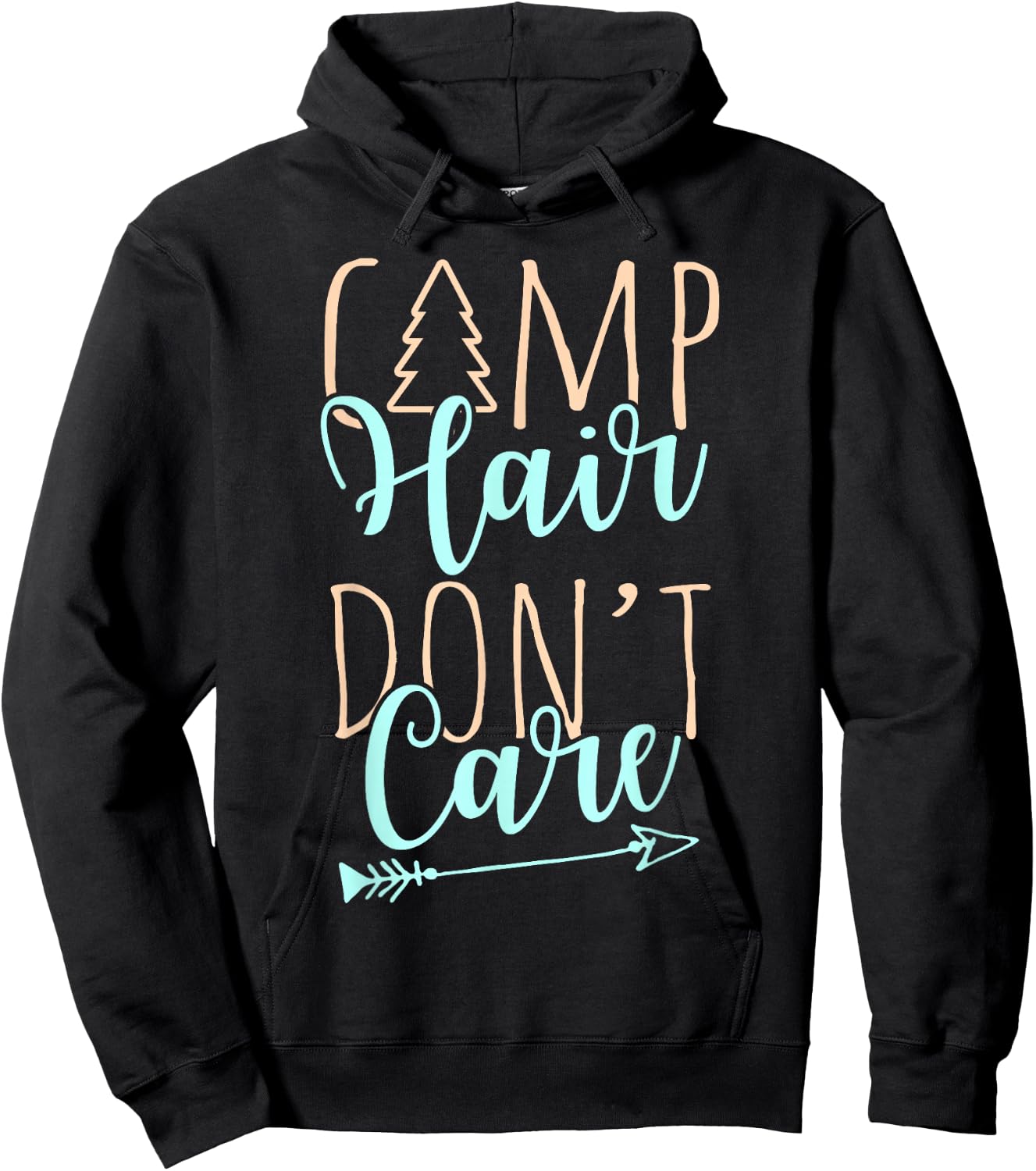 Camp Hair Don't Care Camping Shirt for Girls Hoodie - Hoodie | Black