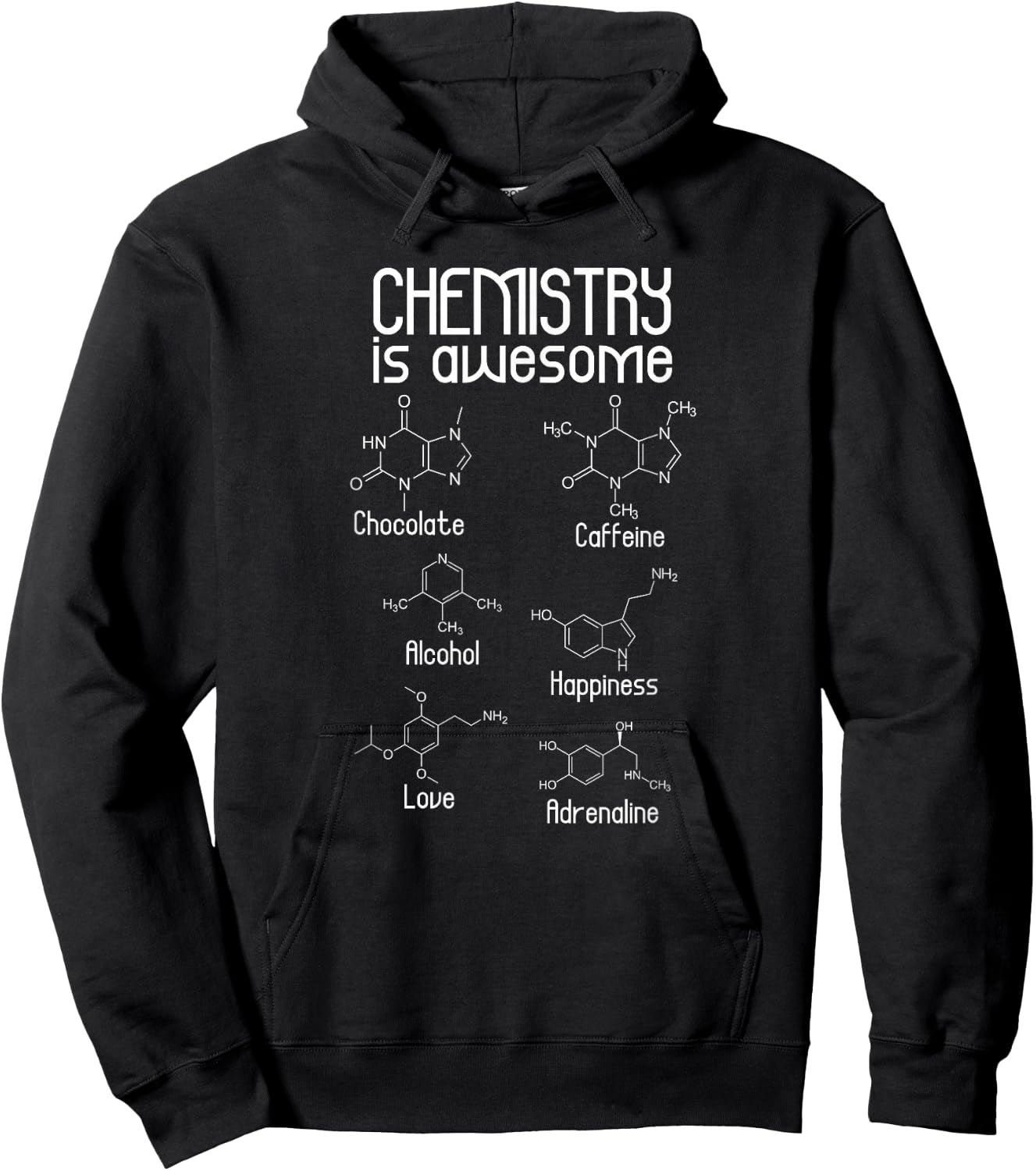 Chemistry is Awesome - Caffeine Molecule Hoodie - Hoodie | Black