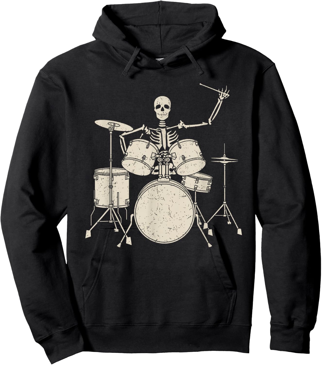 Halloween Skeleton Playing Drum Shirt Cute Funny Drums Gift Hoodie - Hoodie | Black