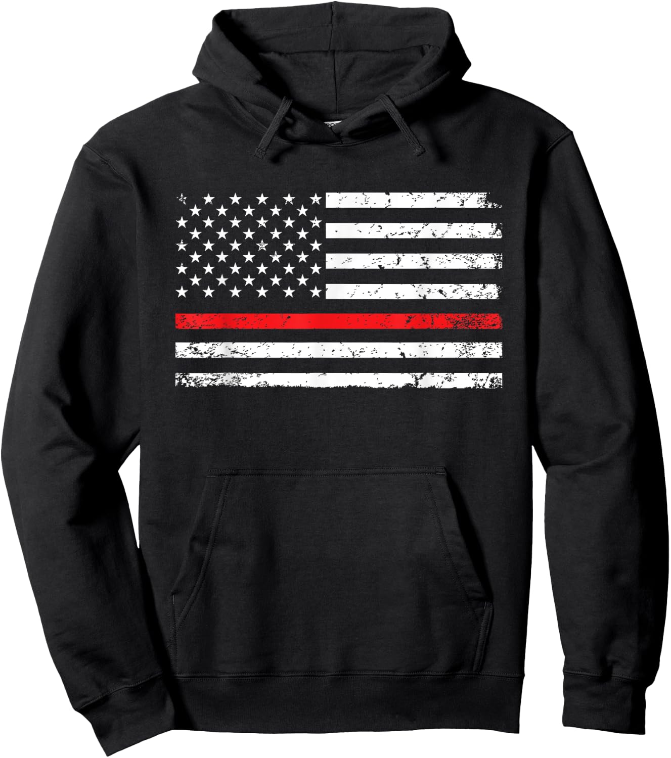 Thin Red Line American Flag Firefighter Gift Hoodie - Hoodie | Black