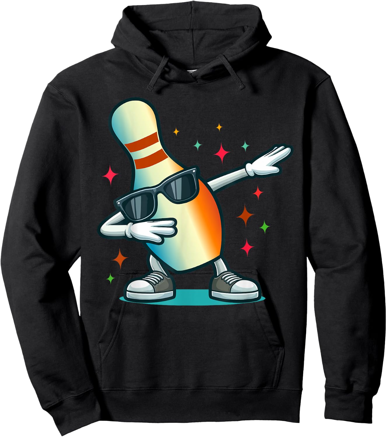 Bowling Pin Dabbing Sunglasses Bowler Player Kids Boys Men Hoodie - Hoodie | Black