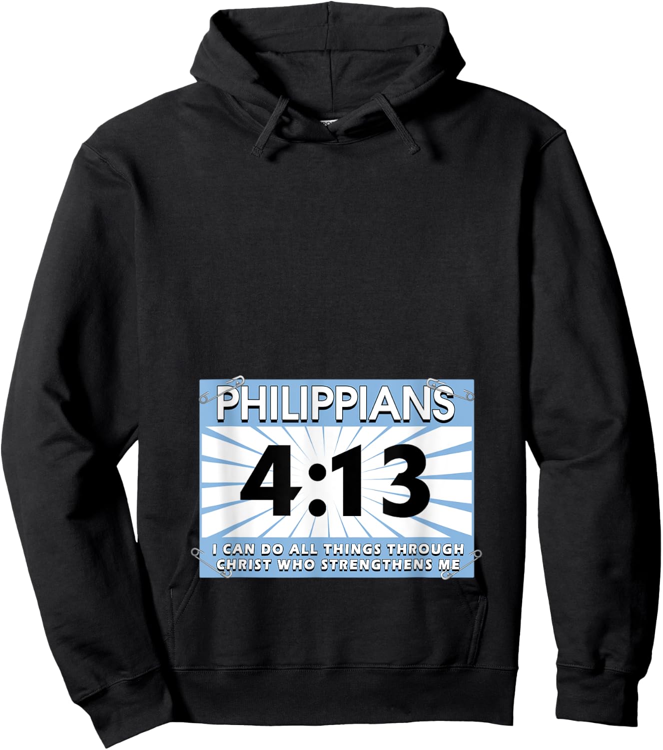 Runners Bib Philippians 4:13 Christ Faith Running Marathon Hoodie - Hoodie | Black