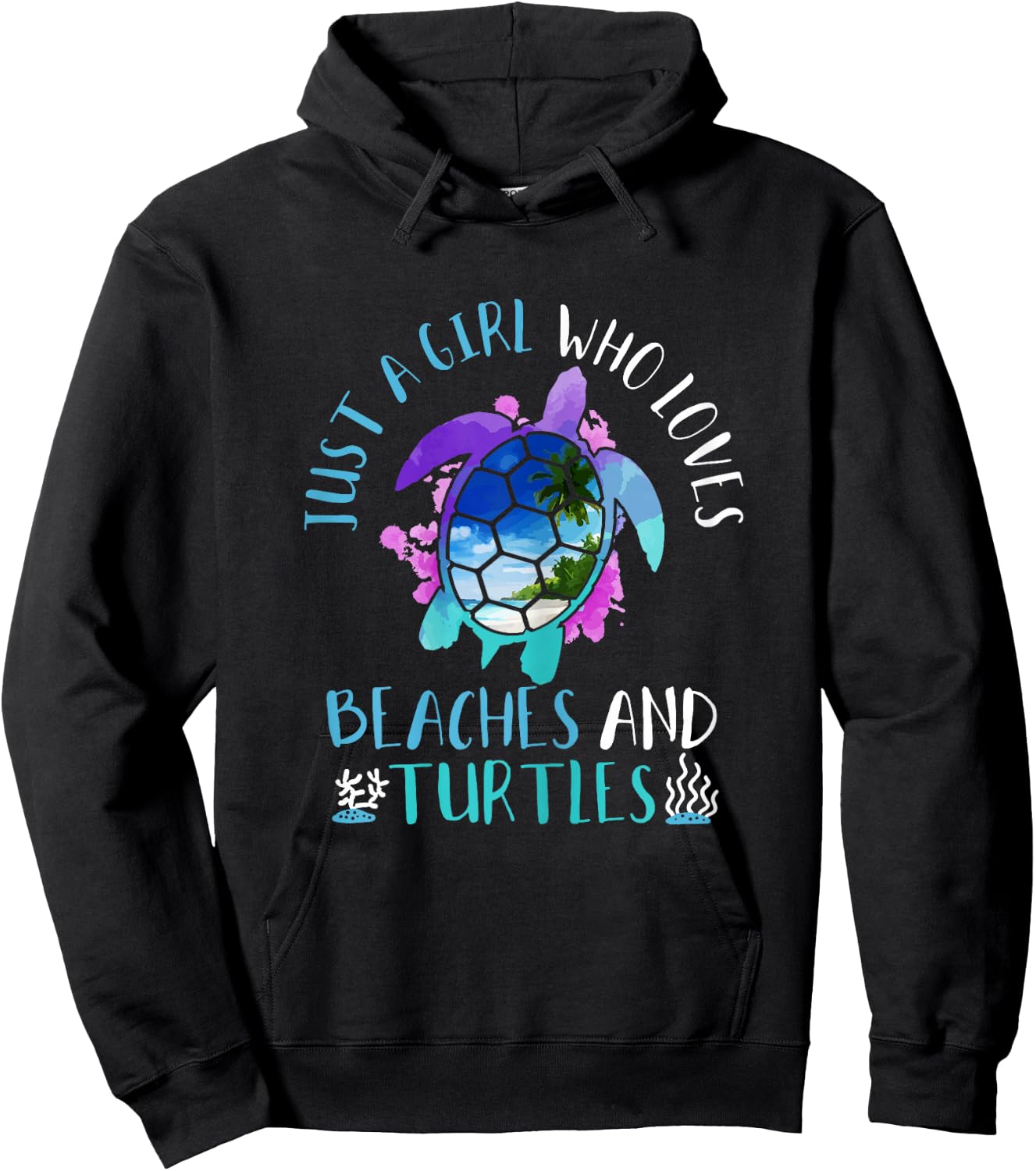 Just A Girl Who Loves Beaches & Turtles Summer Gift Hoodie - Hoodie | Black