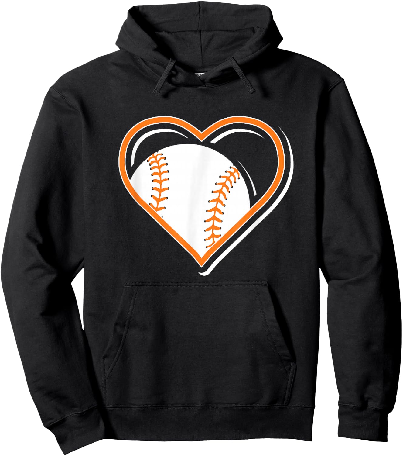 Cute Orange Baseball Heart Shirt - Baseball in Heart Hoodie - Hoodie | Black