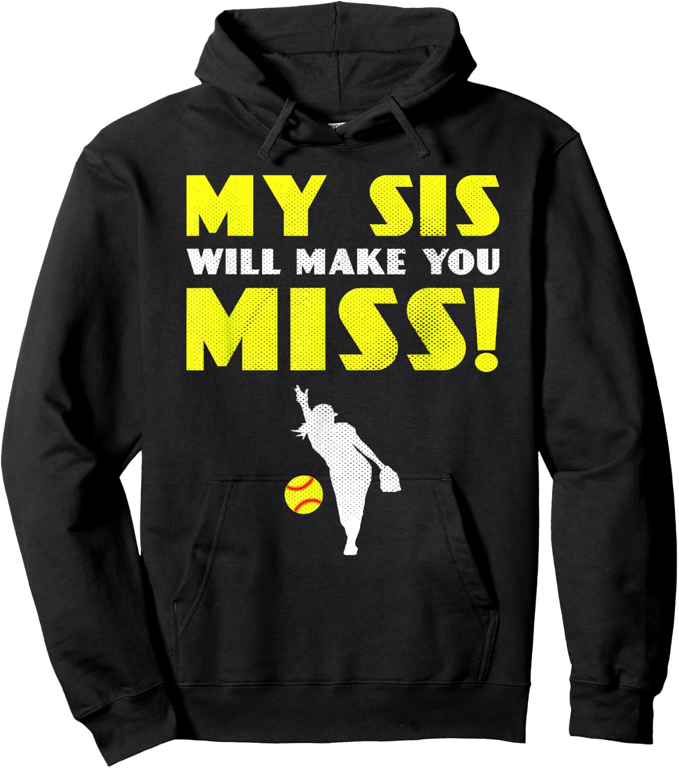 Girls Softball Pitcher Sister Brother Funny Hoodie - Hoodie | Black