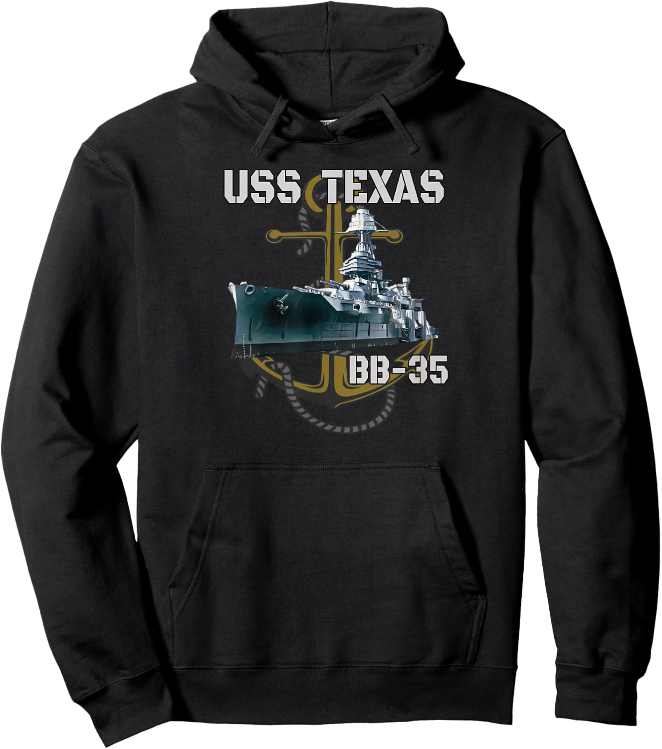 USS Texas BB-35 Battleship American WW1 Warship WW2 Veterans Hoodie - Hoodie | Black