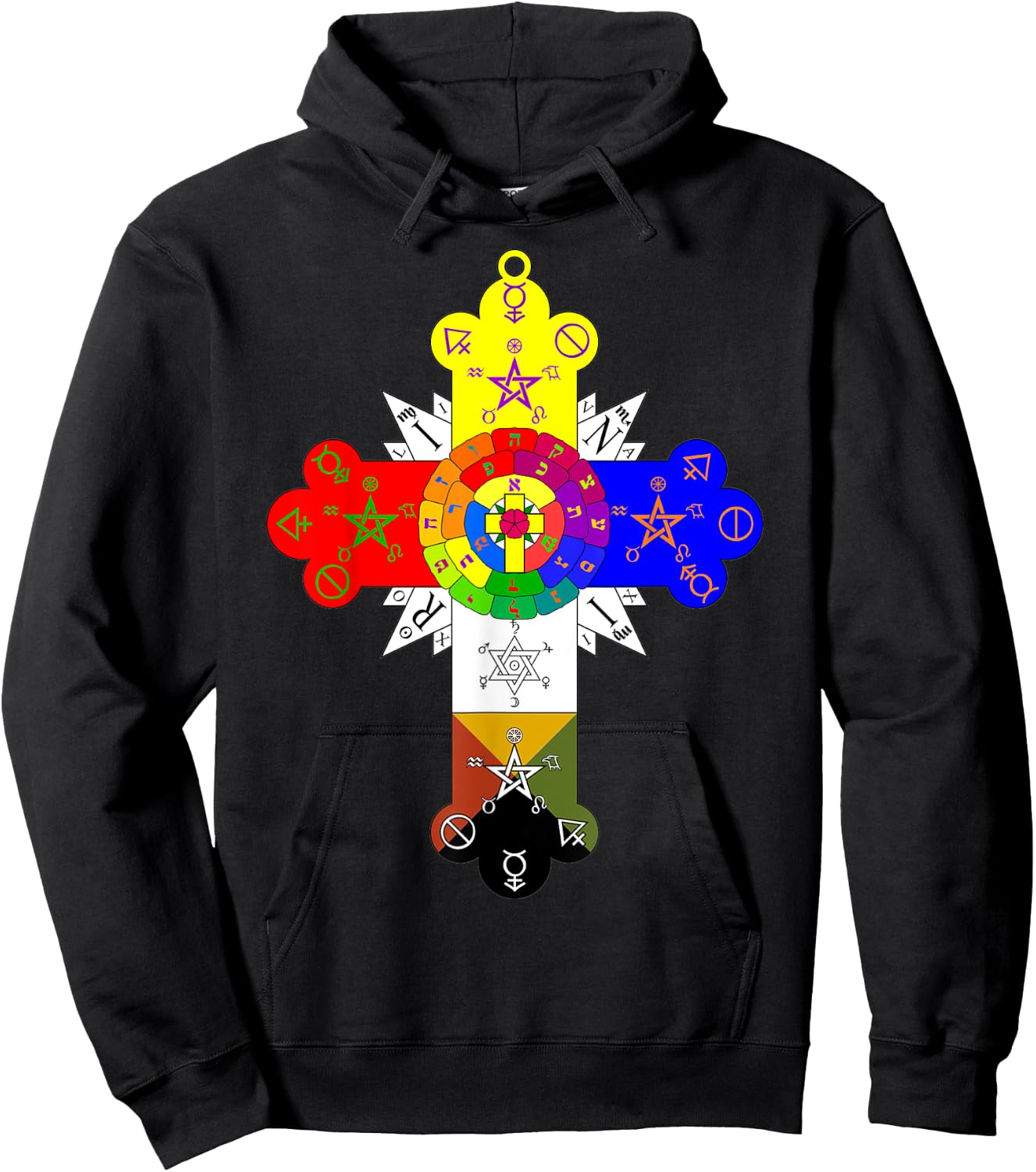 Rose Cross T Shirt Hoodie - Hoodie | Black