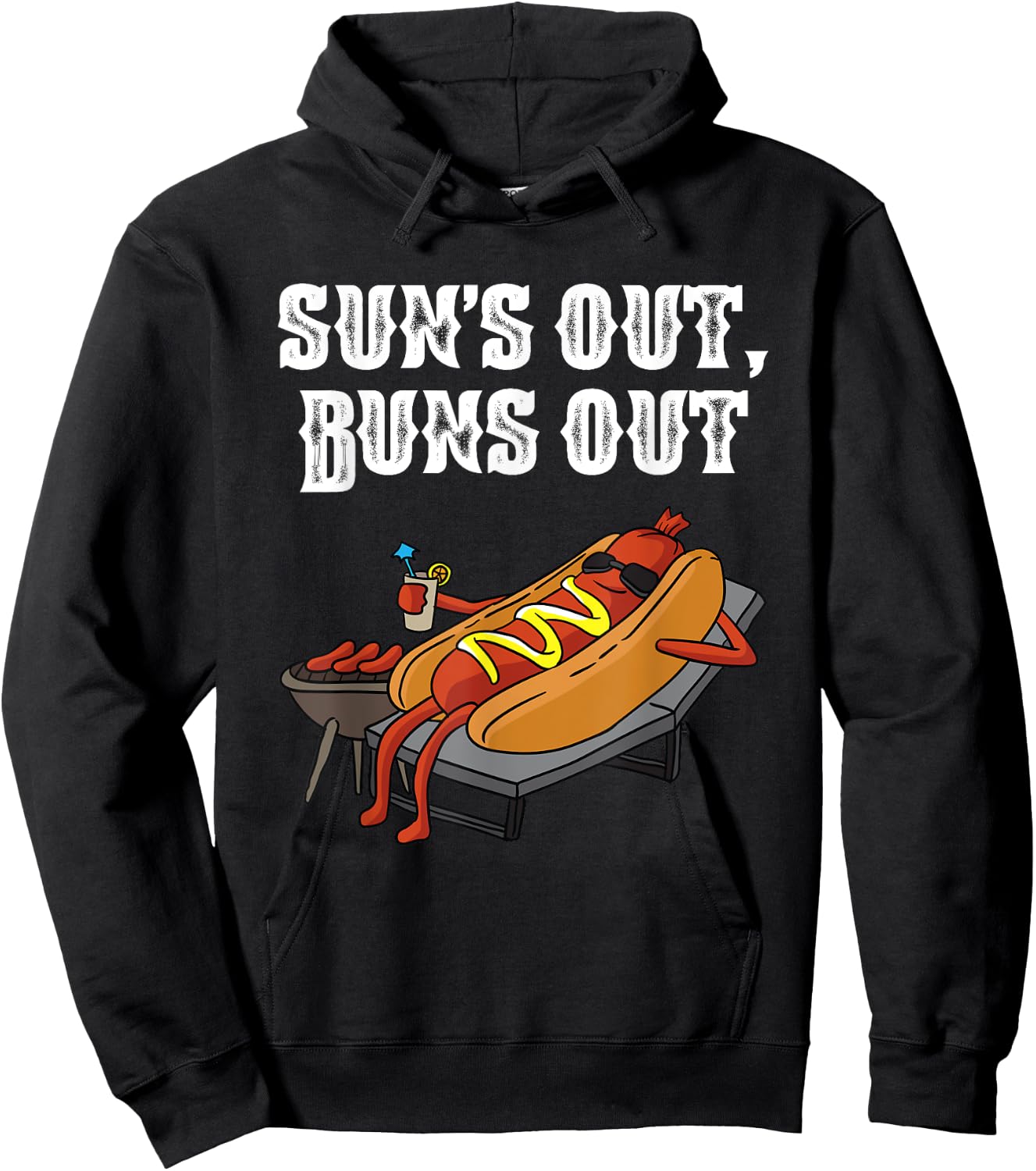 Suns Out Hot Dog Buns Out Funny Sausage BBQ Food Lover Gift Hoodie - Hoodie | Black