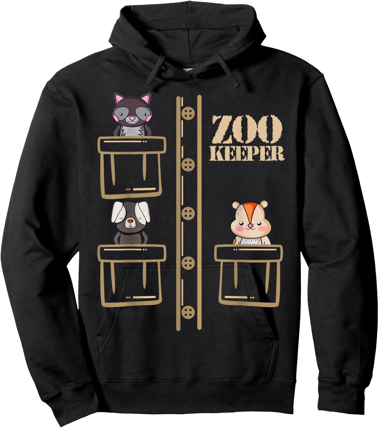 Zoo Keeper Halloween Safari Adult Men Women Costume Shirt Hoodie - Hoodie | Black