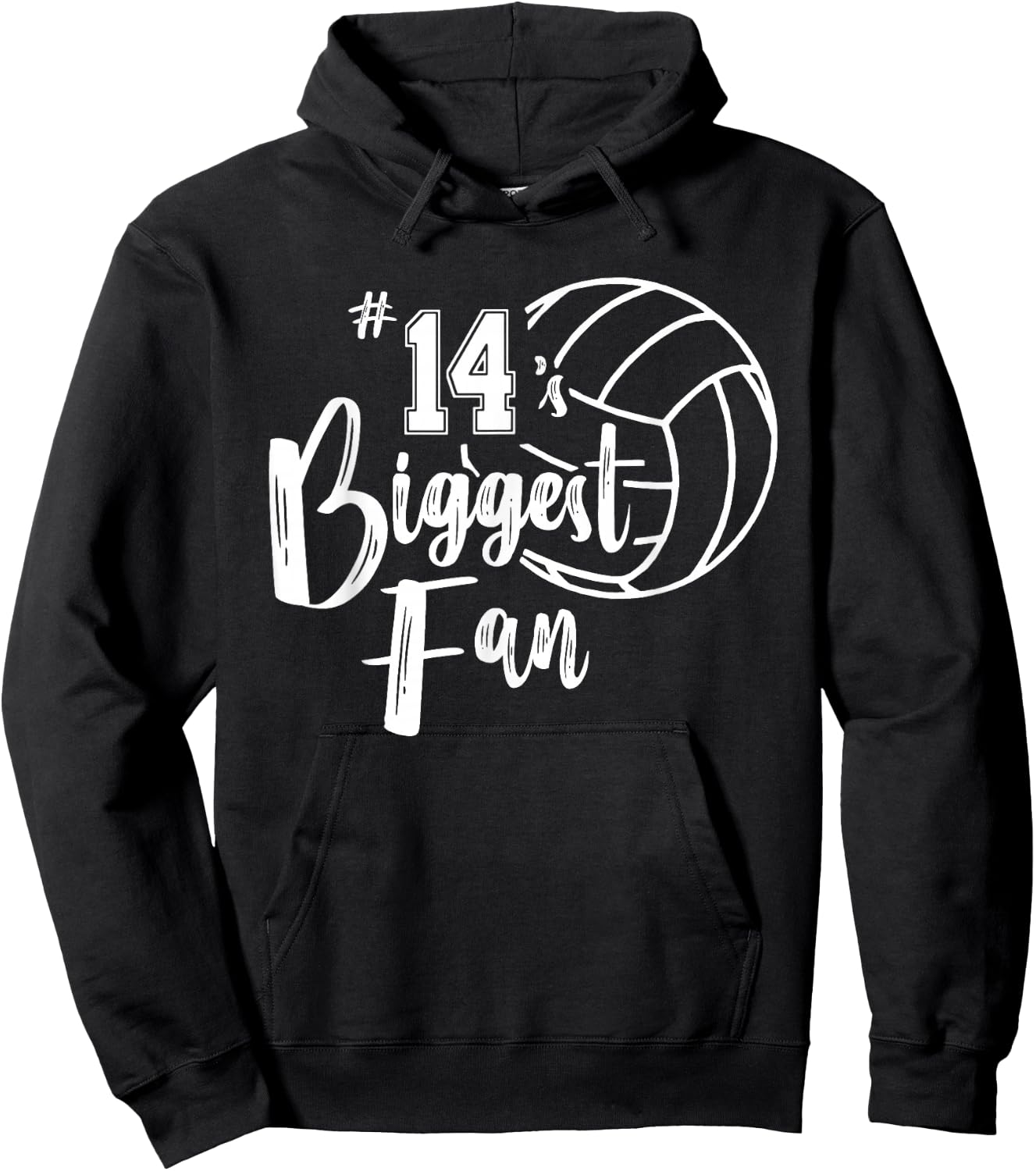 Fourteen 14 Biggest Fan Shirt Volleyball Mom Volleyball Dad Hoodie - Hoodie | Black