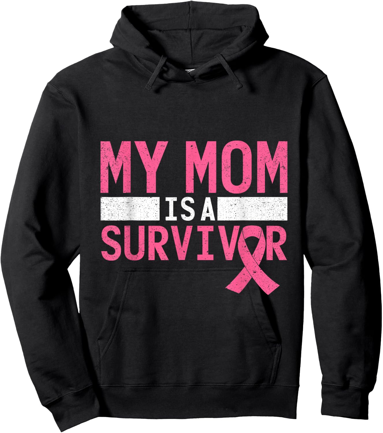 Pink Ribbon My Mom is a Breast Cancer Survivor Hoodie - Hoodie | Black