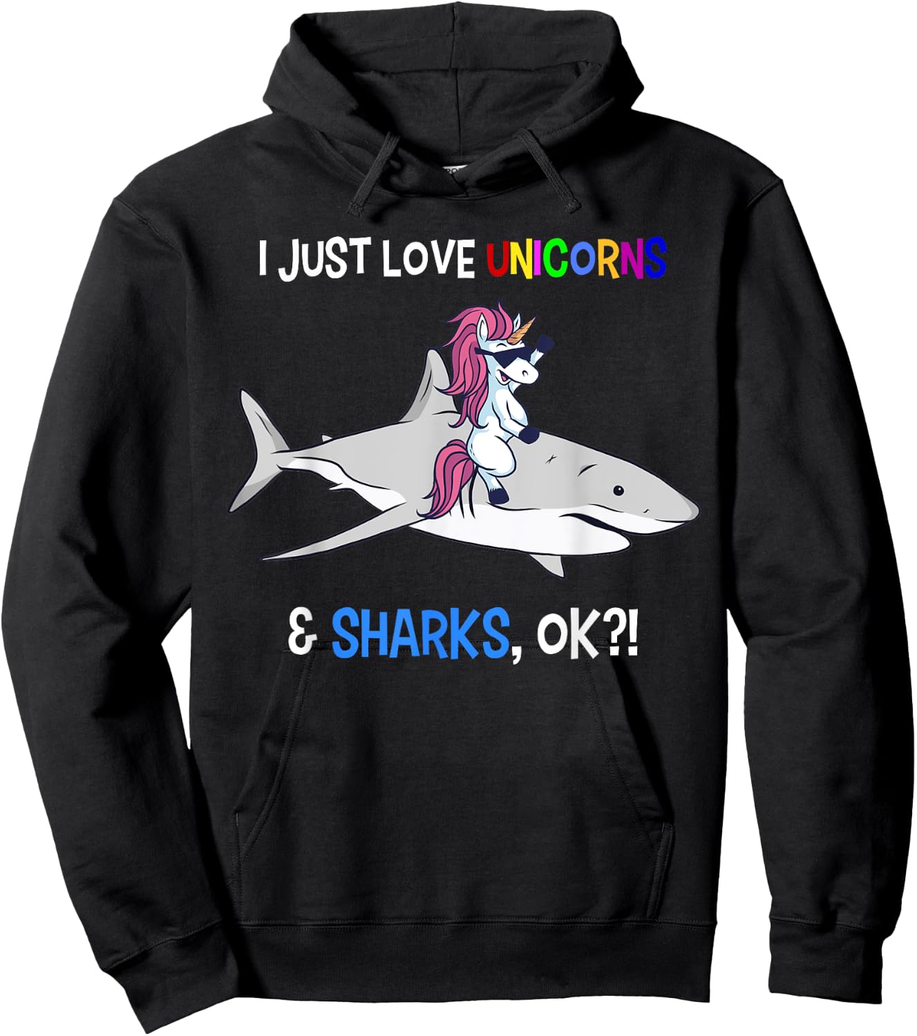 Unicorn Shark Shirt Funny Shark Unicorn Lover Gift Hoodie - Hoodie | Black
