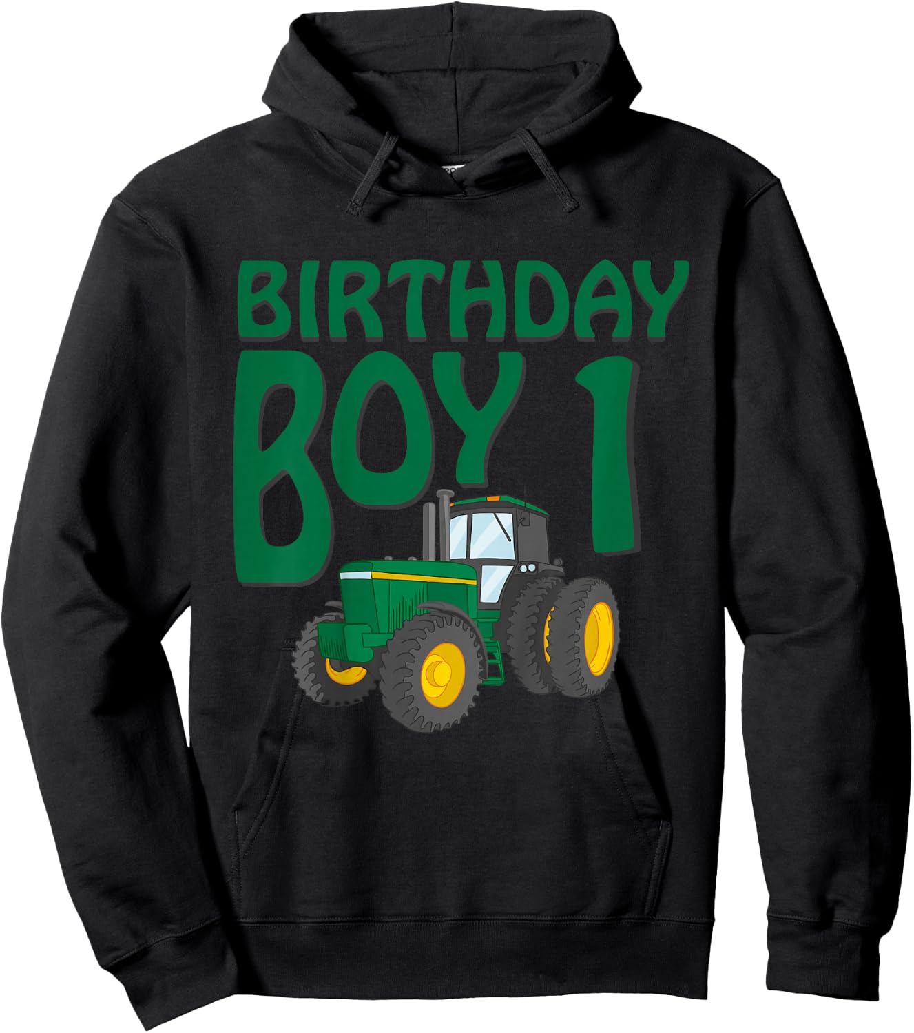 1st Birthday Green Farm Tractor | One 1 Year Old Hoodie - Hoodie | Black