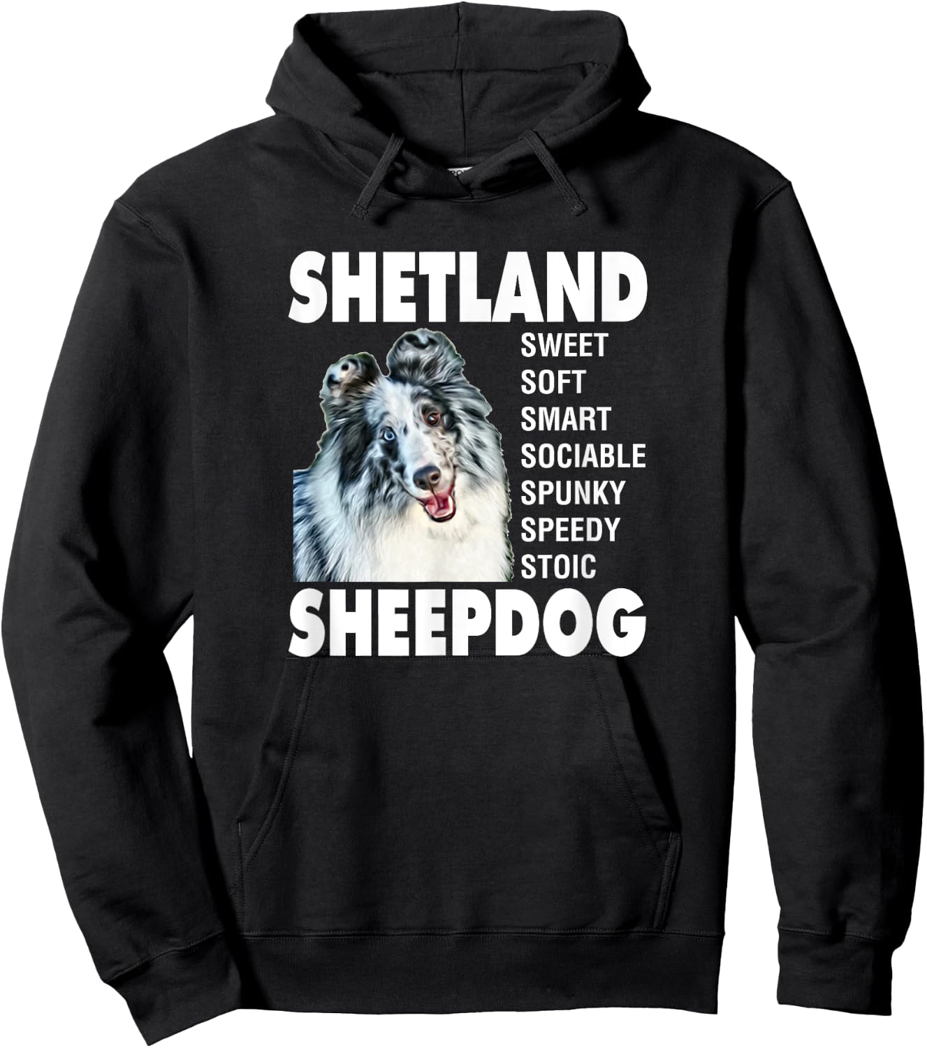 Shetland Sheepdog Sheltie Blue Merle Bi-Blue Sheltie Hoodie - Hoodie | Black