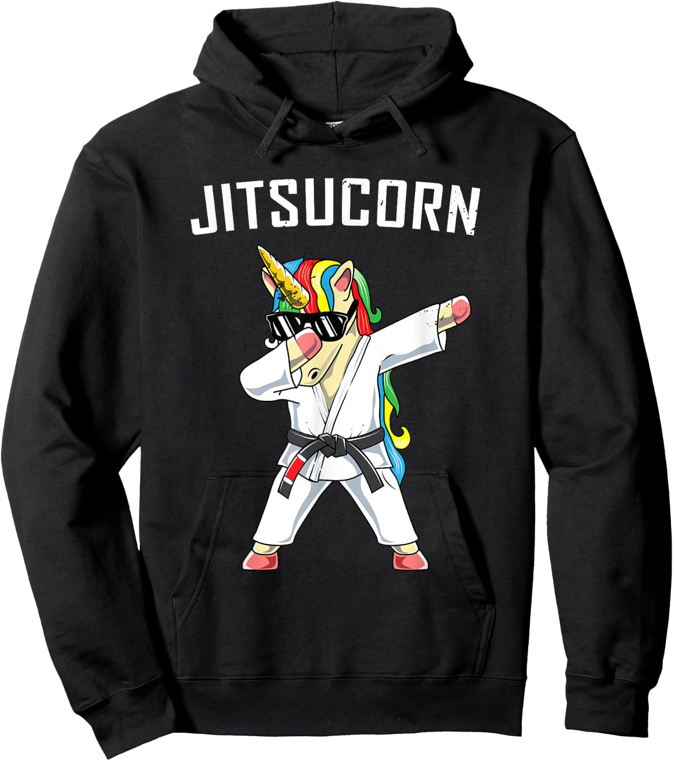 Jiu Jitsu Dabbing Unicorn T Shirt | Jitsucorn Funny Gift Hoodie - Hoodie | Black