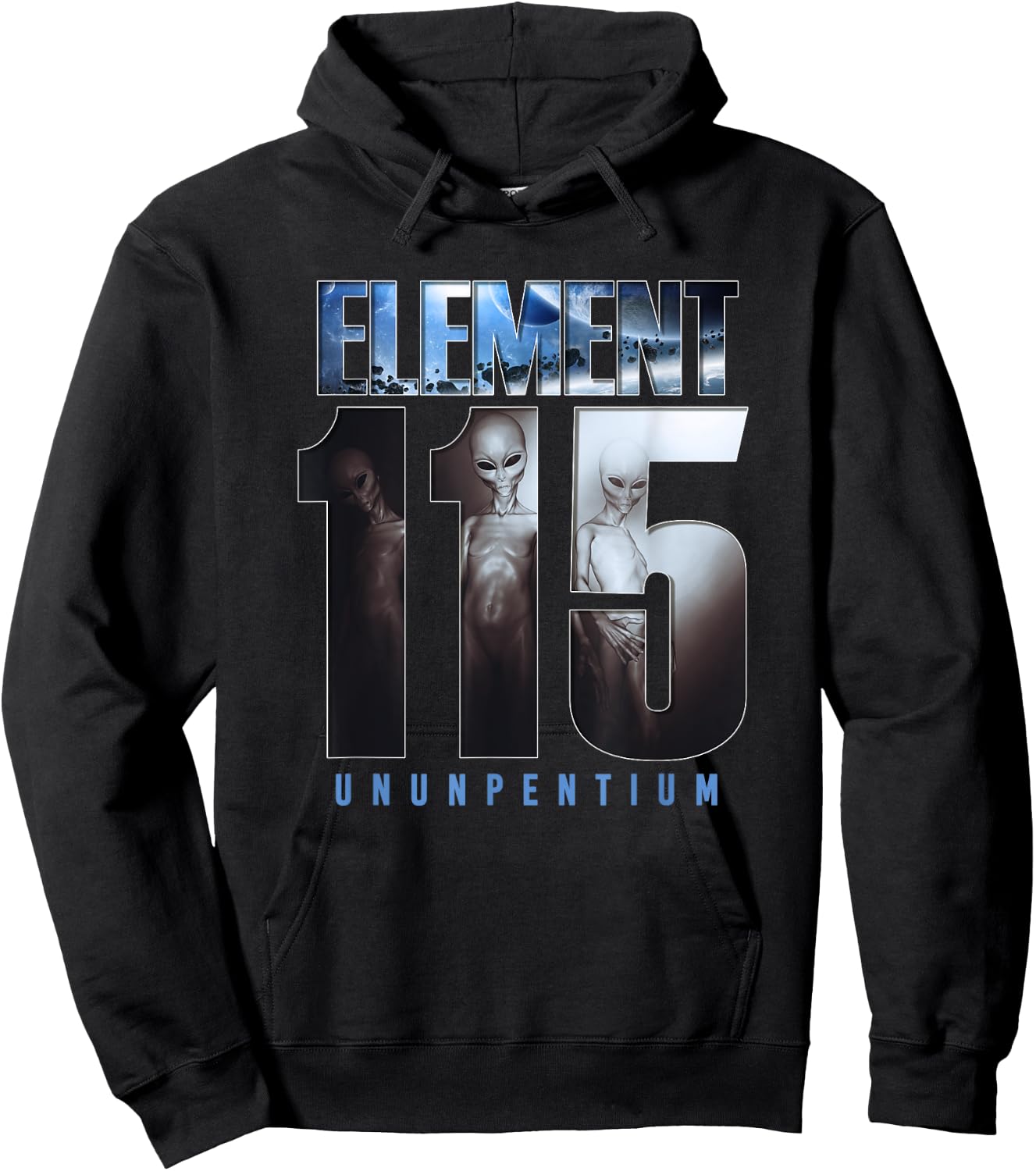 Element 115 - Ununpentium, Alien UFO, Area 51, Flying Saucer Hoodie - Hoodie | Black