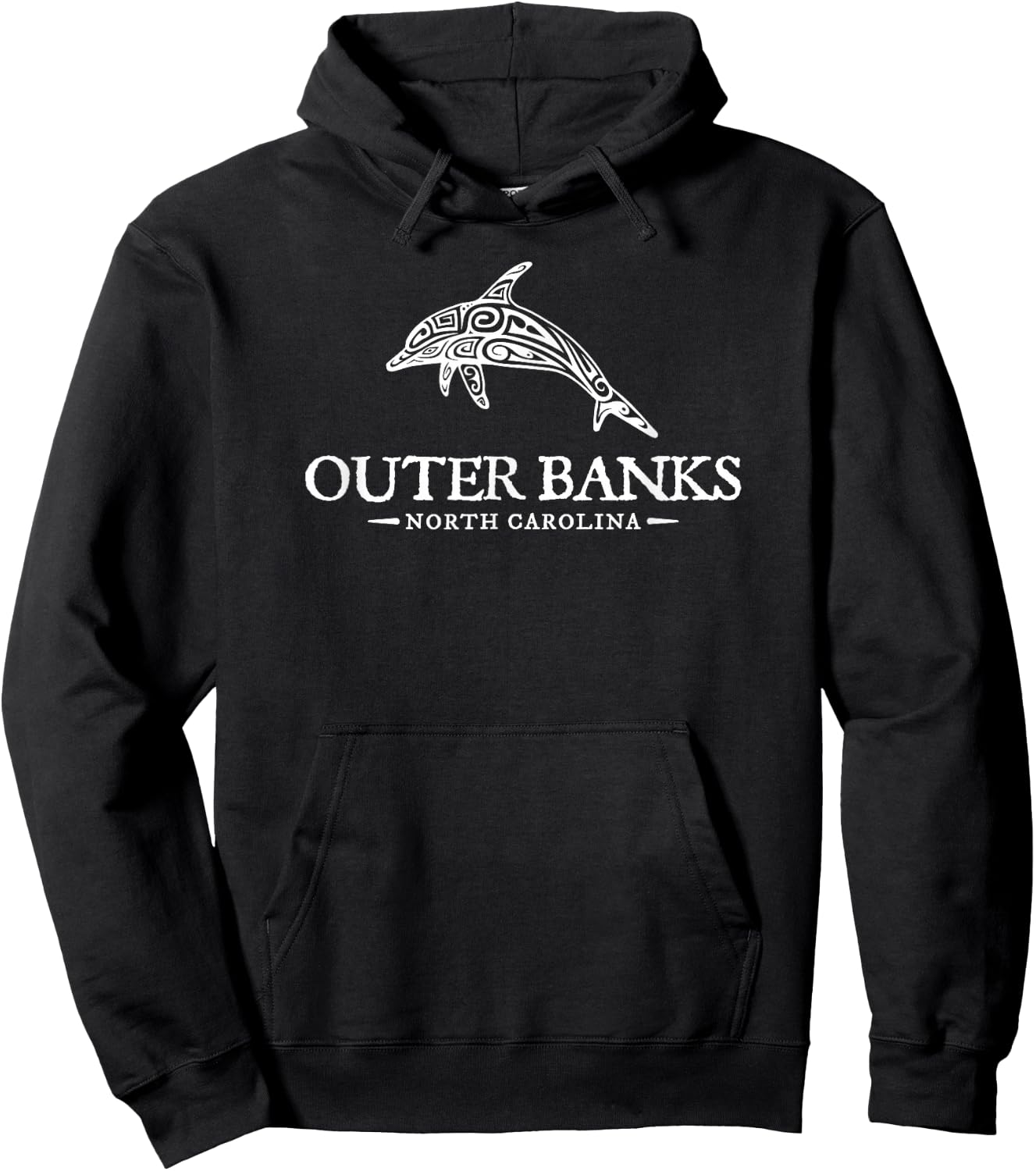 Outer Banks NC OBX Dolphin Retro Preppy Vacation Souvneir Hoodie - Hoodie | Black
