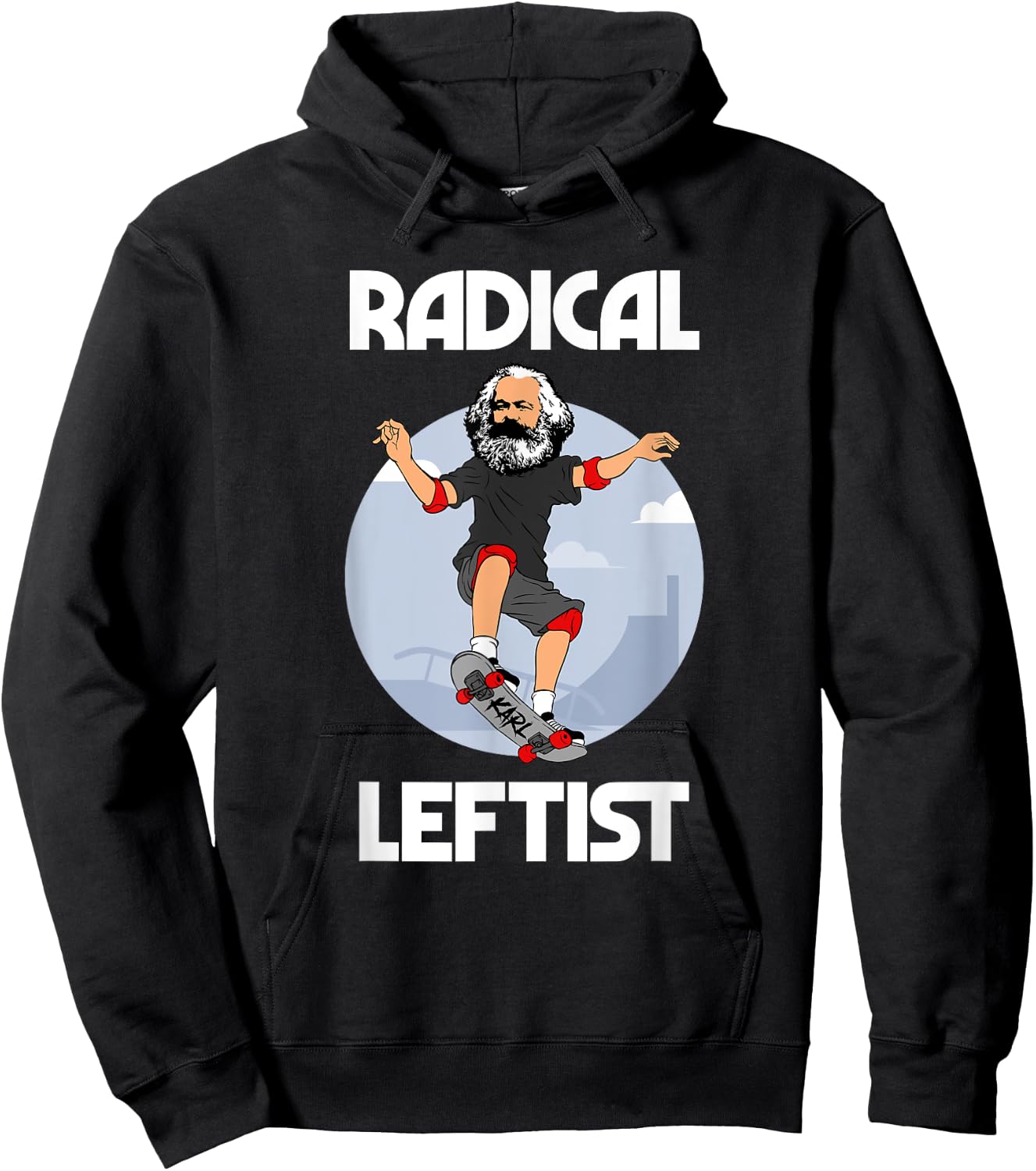 Karl Marx Skateboarding Radical Leftist Funny Marxist Hoodie - Hoodie | Black