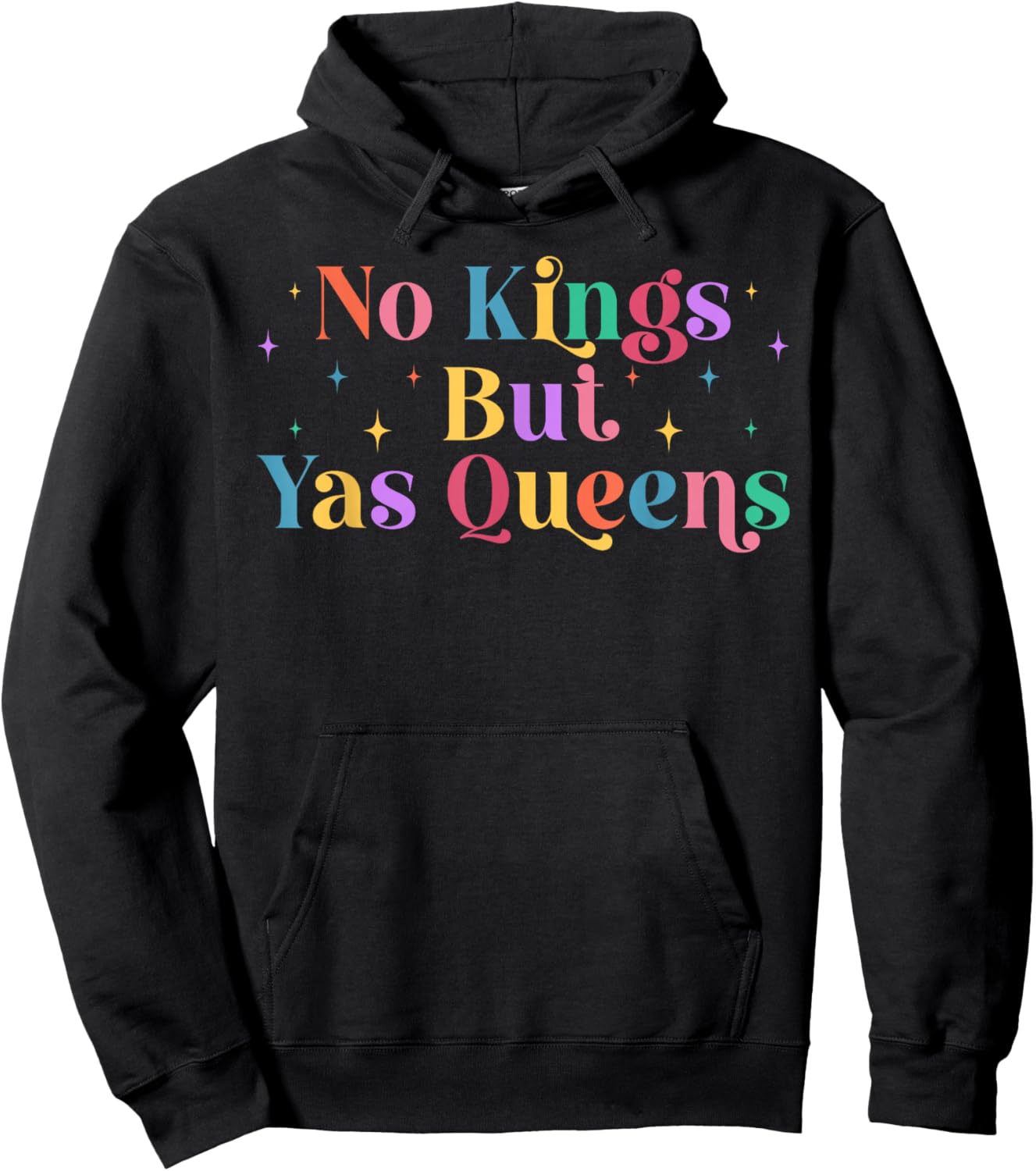 No Kings But Yas Queens Retro Equality Rainbow LGBTQ Pride Hoodie - Hoodie | Black