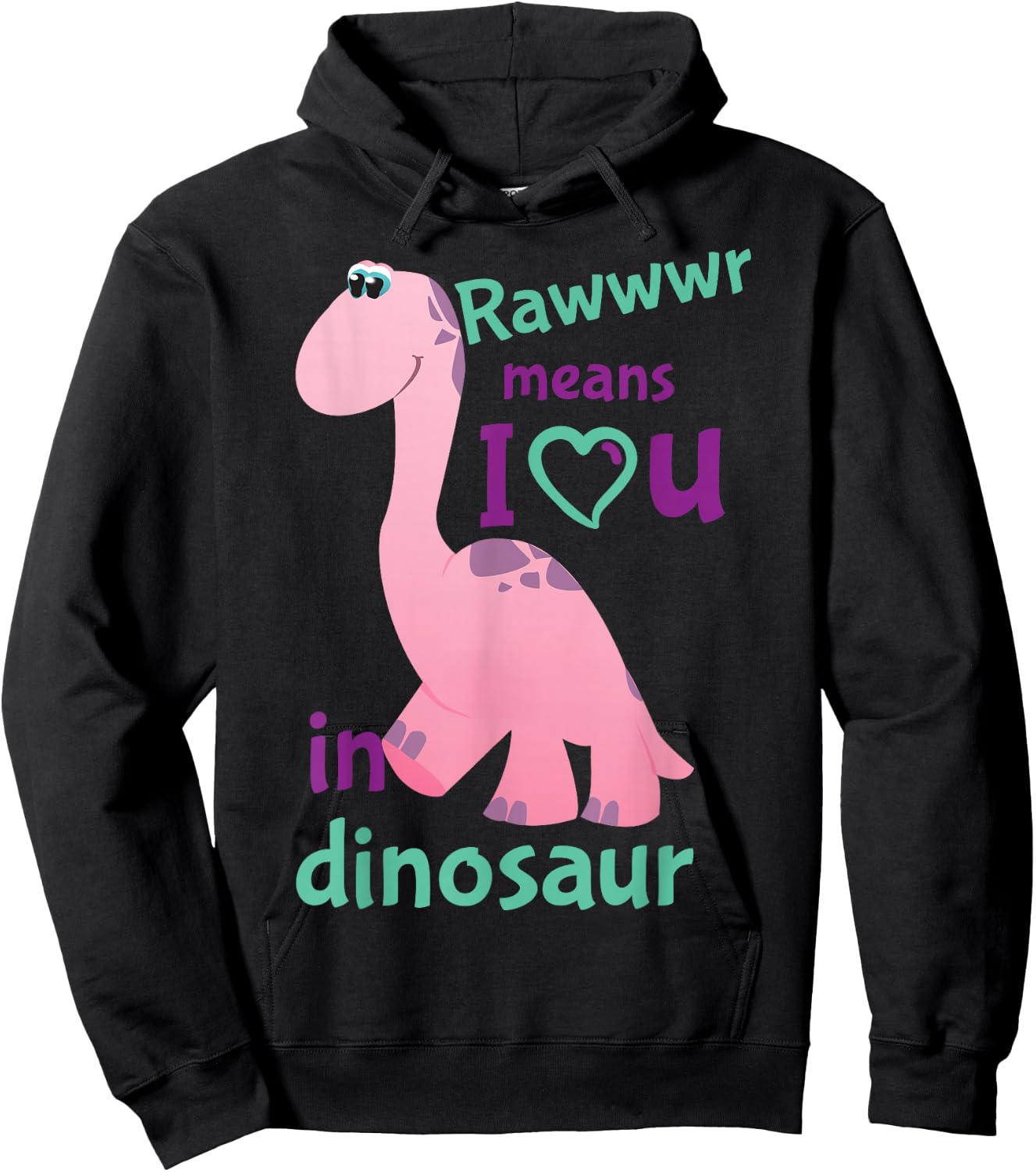 Lil' Stings Adult Baby I Love You Dinosaur ABDL Hoodie - Hoodie | Black