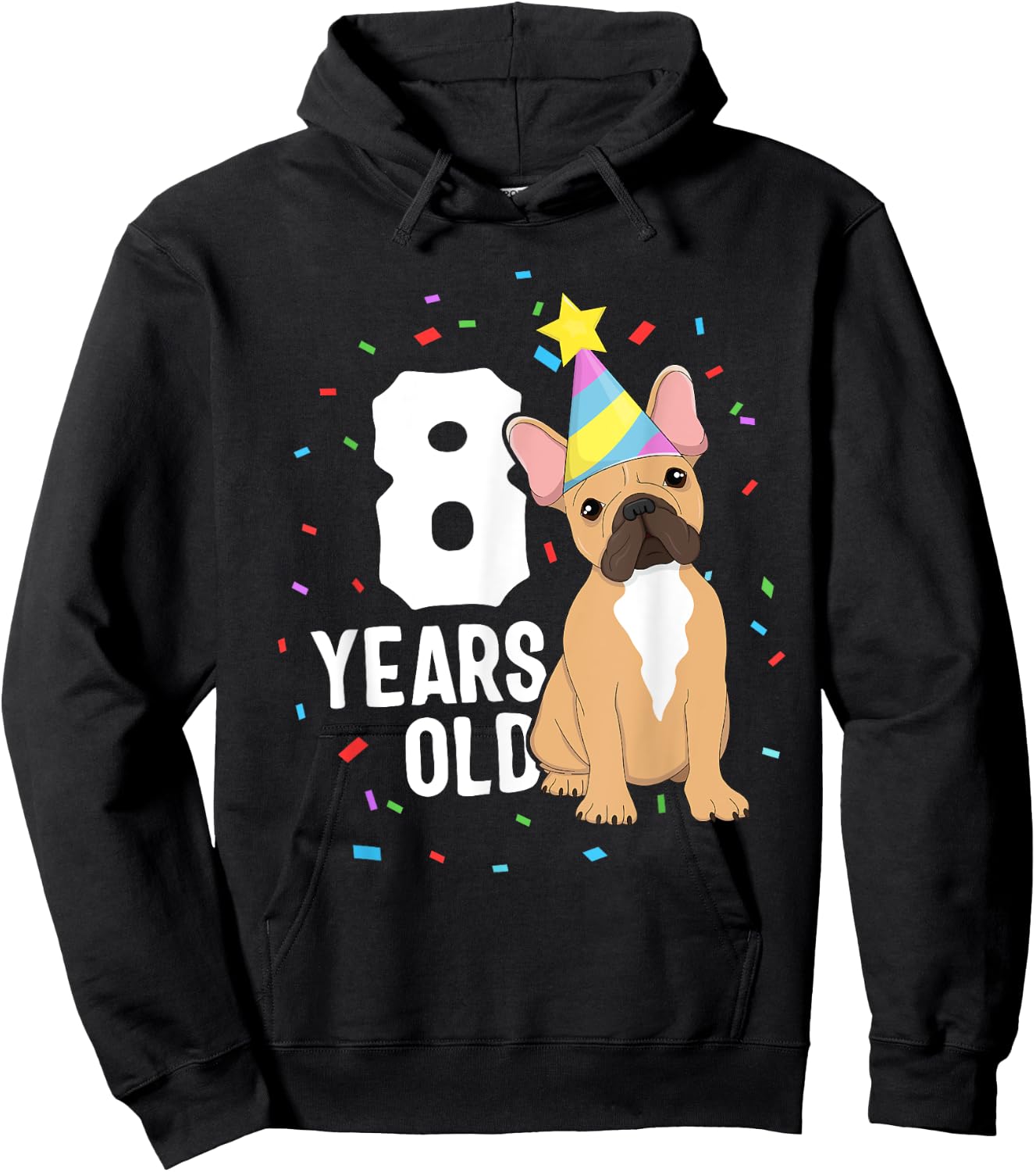 8 Years Old Birthday Outfit French Bulldog Dog Party 8th Women Kids Hoodie - Hoodie | Black