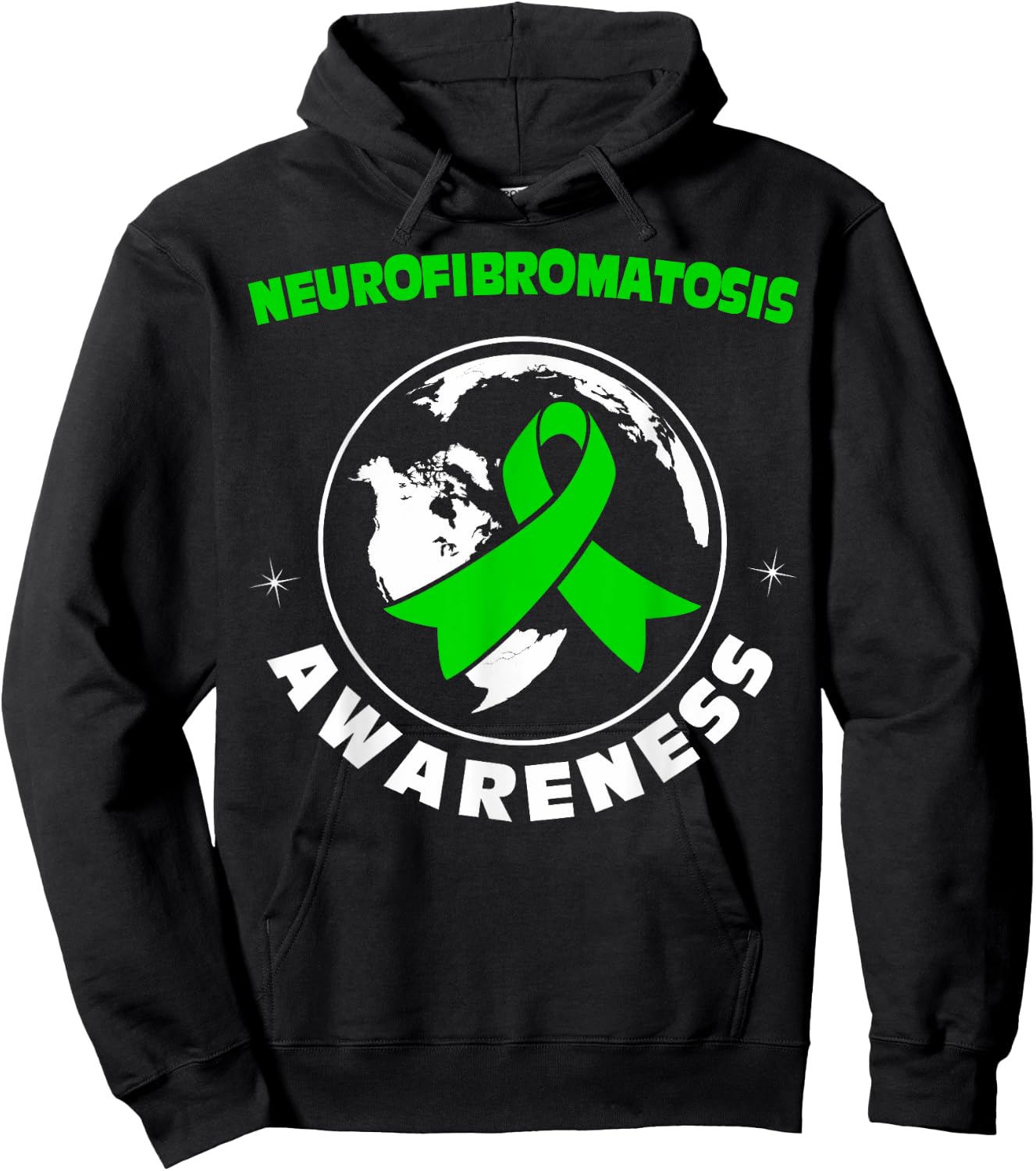 Green Awareness Ribbon Neurofibromatosis Hoodie - Hoodie | Black