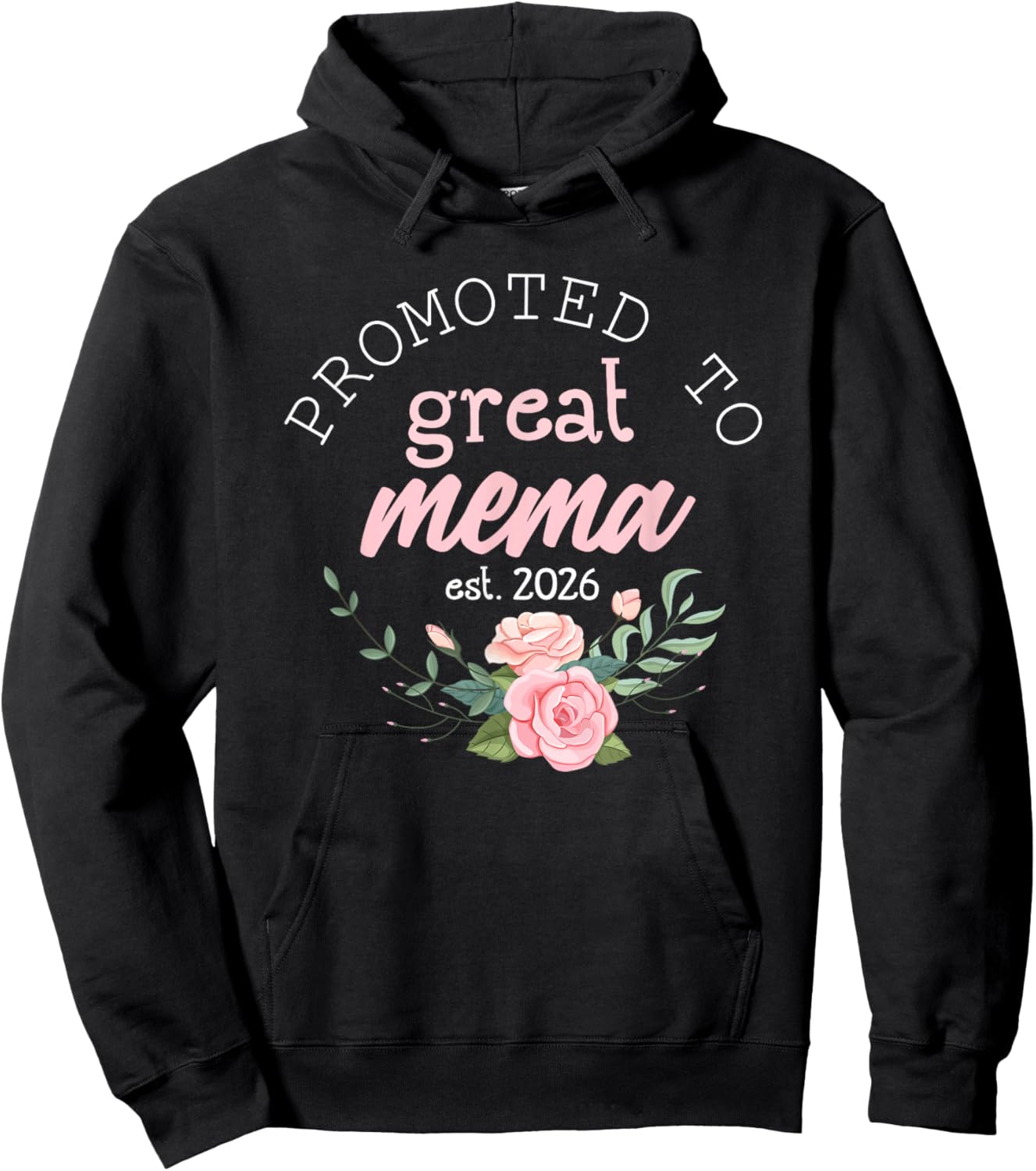 Promoted to Great Mema Est. 2026 Gifts First Time Grandma Hoodie - Hoodie | Black