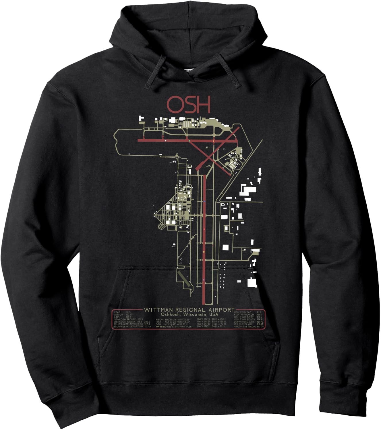 KOSH Wittman Regional Airport Oshkosh WI. Art Hoodie - Hoodie | Black