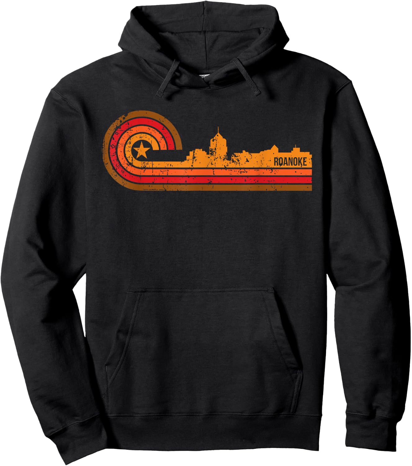 Retro Roanoke - Roanoke VA Skyline Shirt Hoodie - Hoodie | Black