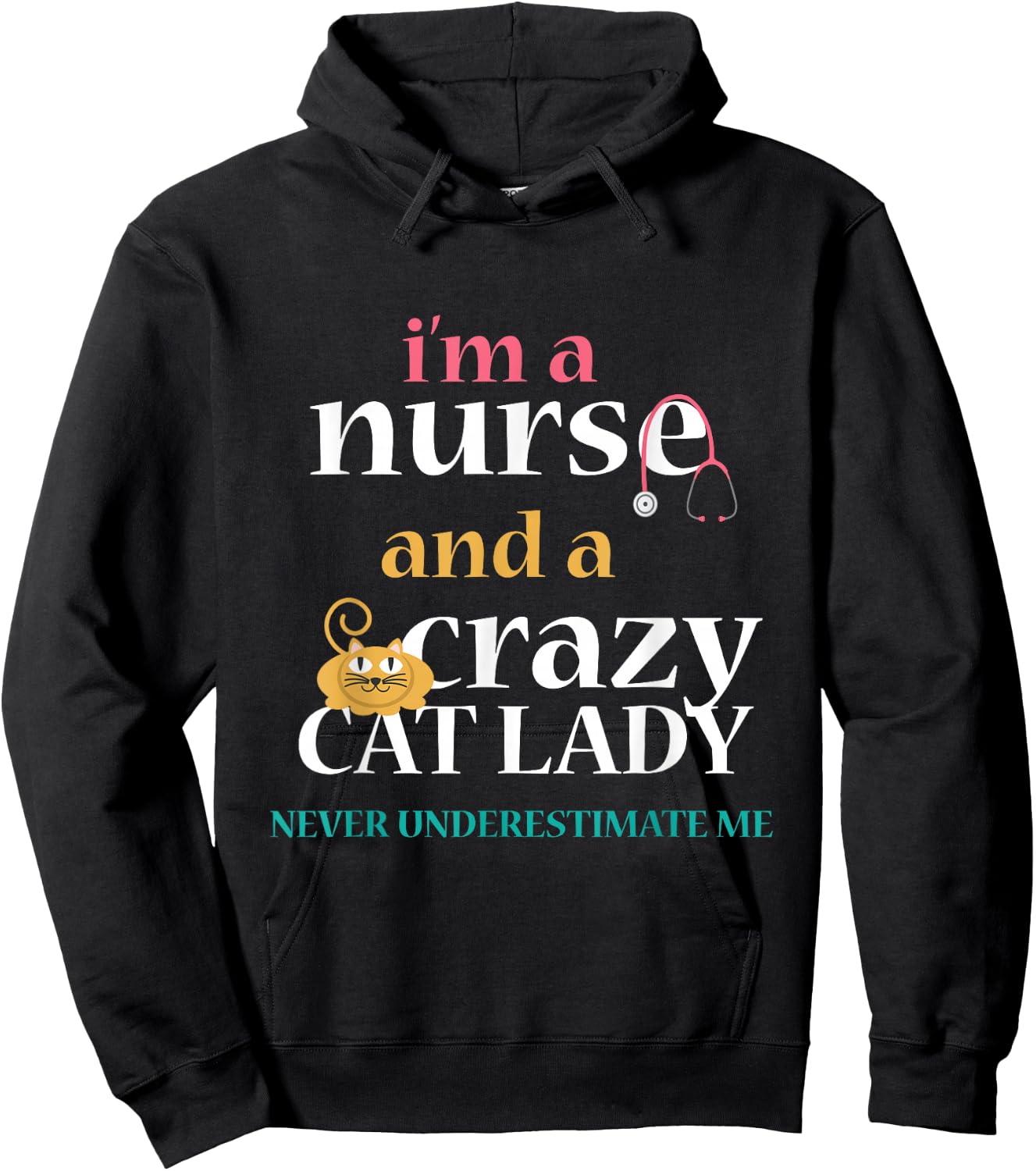 Nurse Cat Lady Funny LPN RN Registered Nursing Student Crazy Hoodie - Hoodie | Black