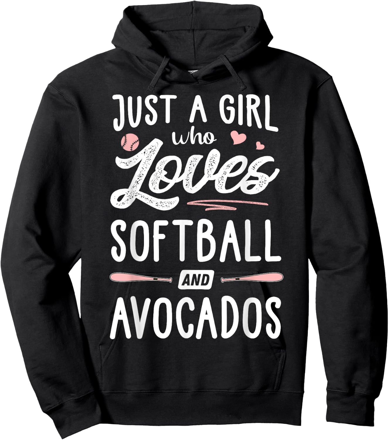 Just A Girl Who Loves Softball And Avocados Gift Women Hoodie - Hoodie | Black