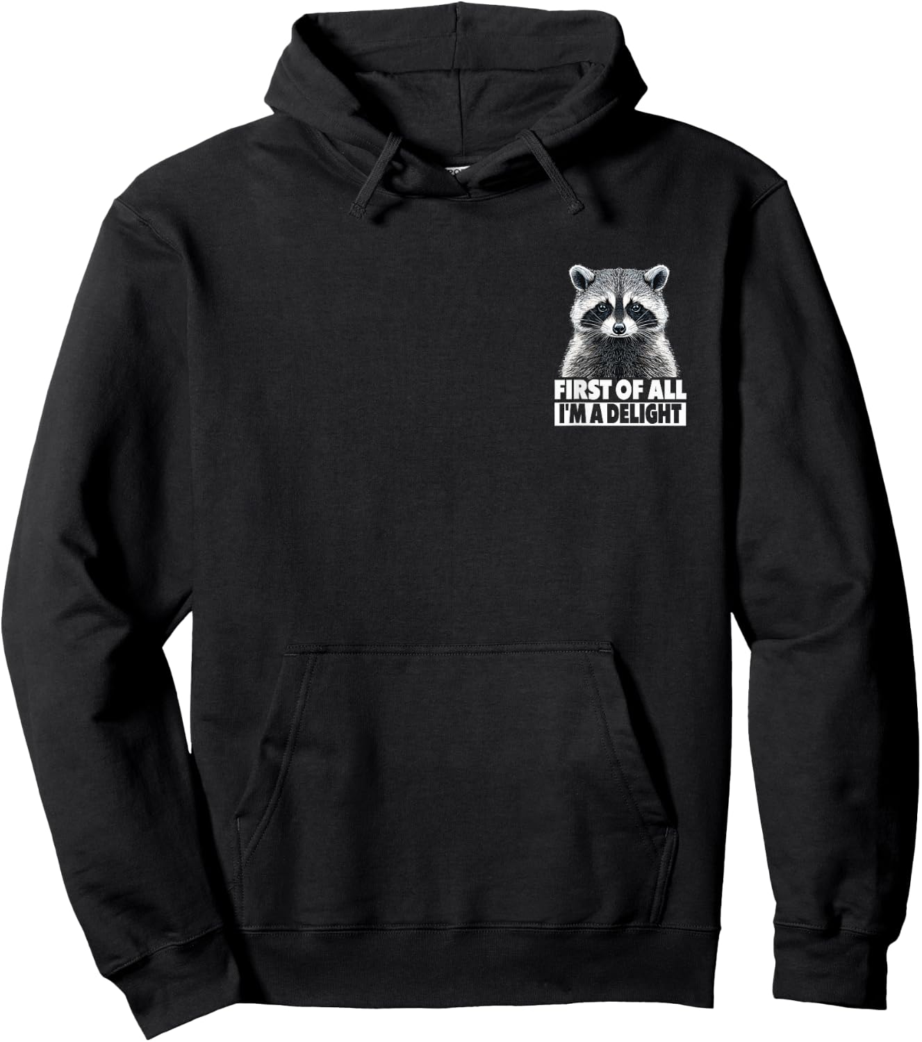 Funny Racoon - First Of All I'm A Delight Racoon Hoodie - Hoodie | Black