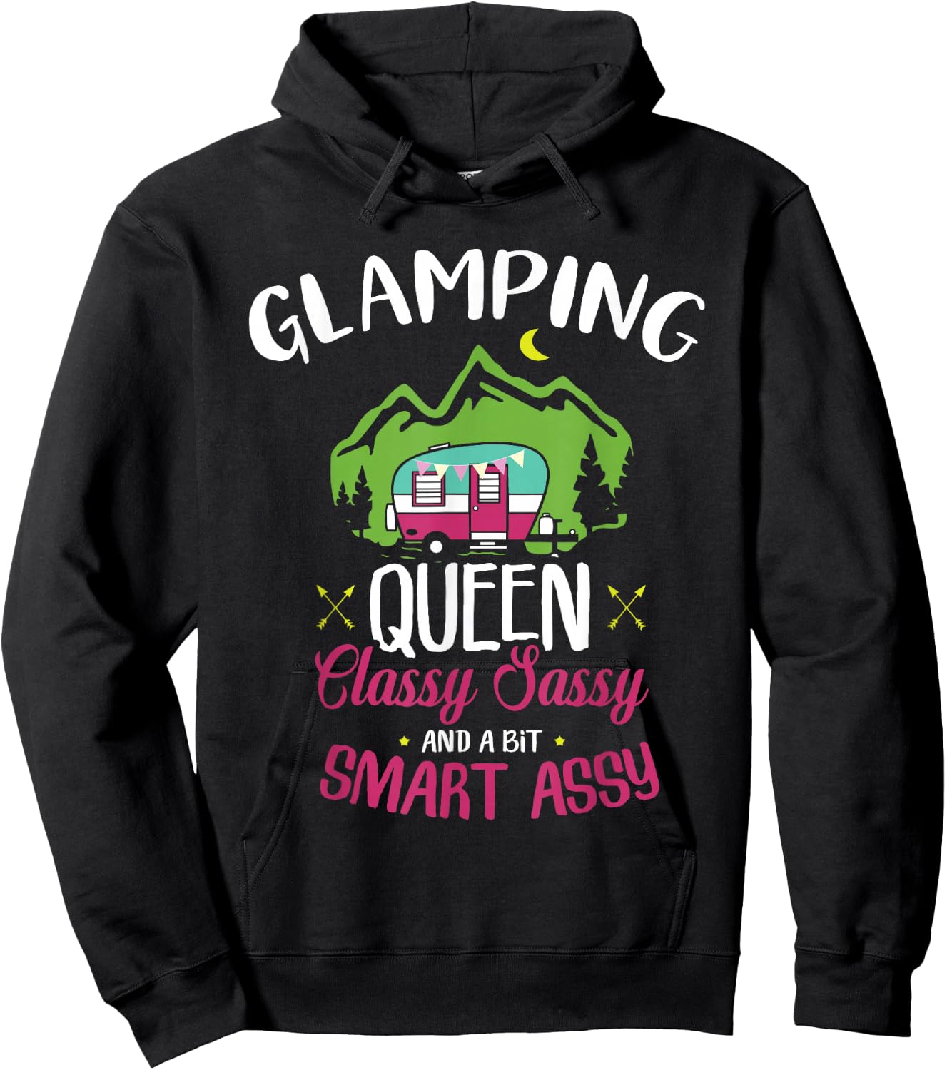 Glamping Queen Classy Sassy Smart Assy Camping RV Gift Hoodie - Hoodie | Black