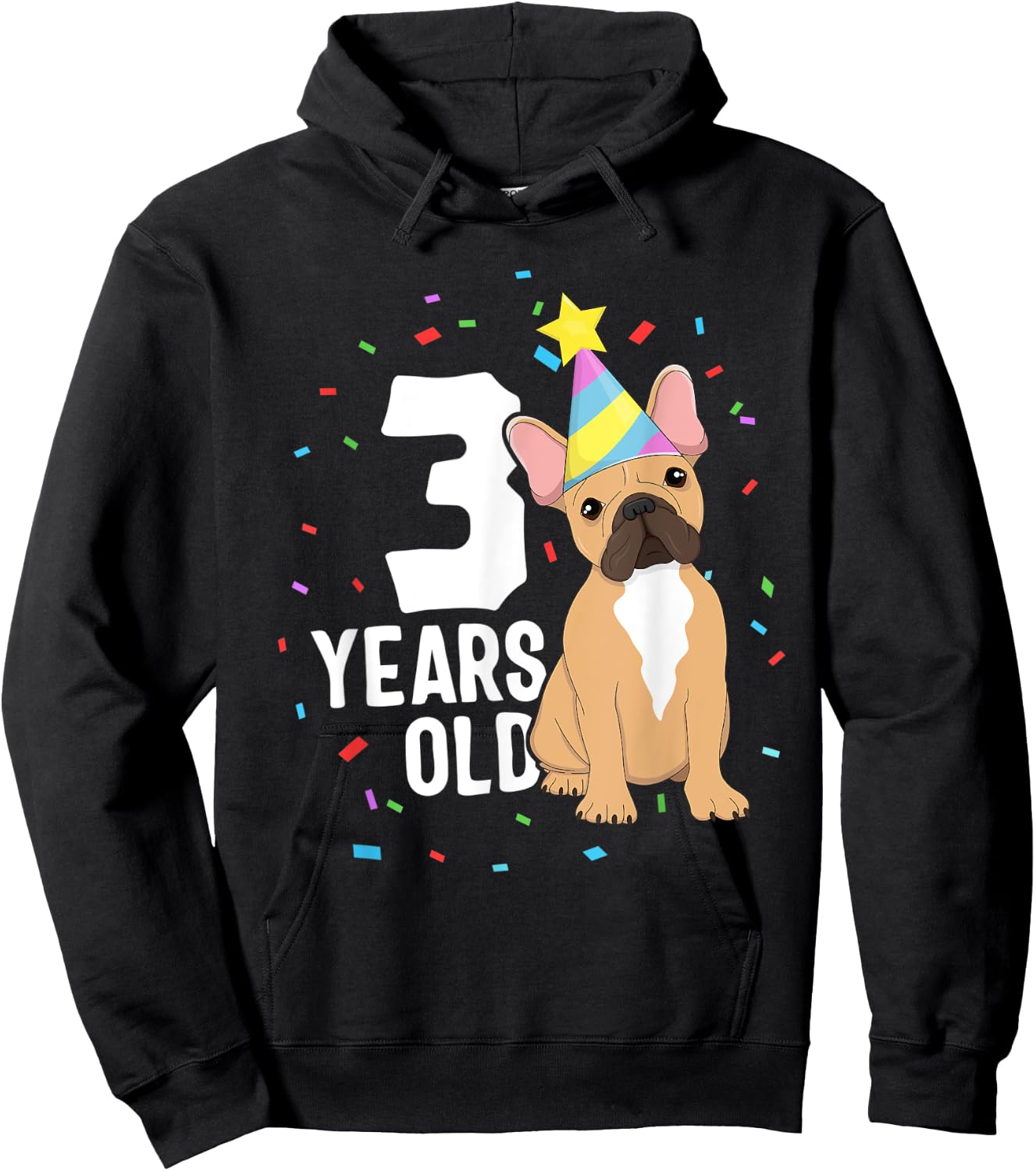 3 Years Old Birthday Outfit French Bulldog Dog Party 3rd Women Kids Hoodie - Hoodie | Black