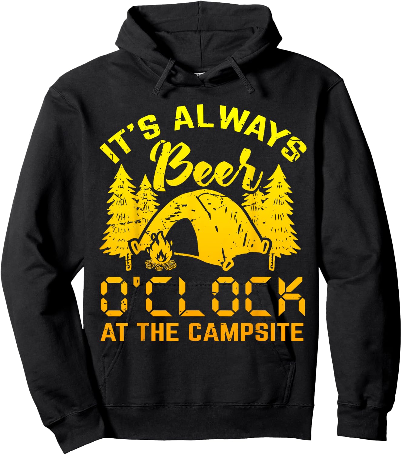 It s Always Beer O clock Shirt Funny Camping Gift Hoodie - Hoodie | Black