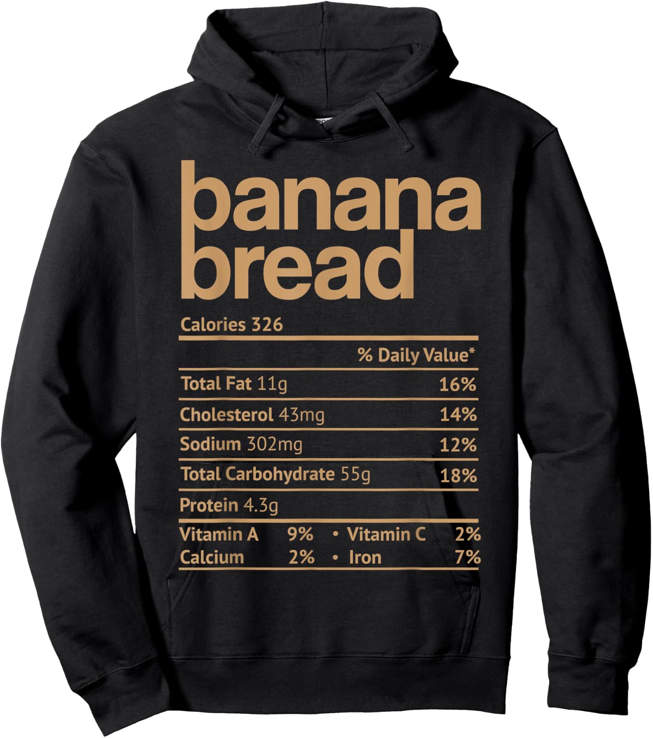 Banana Bread Nutrition Facts Funny Thanksgiving Christmas Hoodie - Hoodie | Black