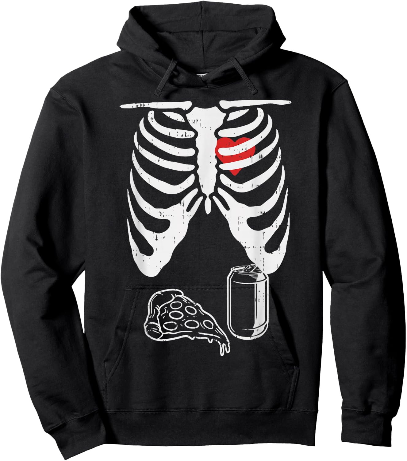 Halloween Pregnancy Skeleton Shirt Dad Husband Pizza Beer Hoodie - Hoodie | Black