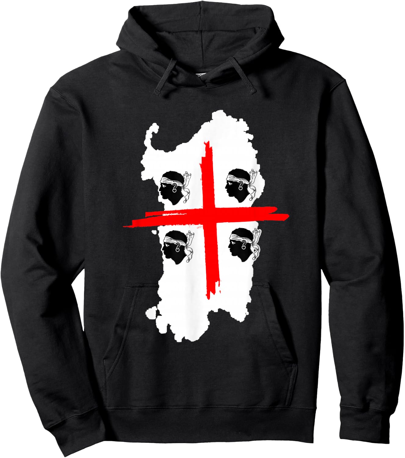 4 Mori Sardegna Flag back print sardinia gift Hoodie - Hoodie | Black