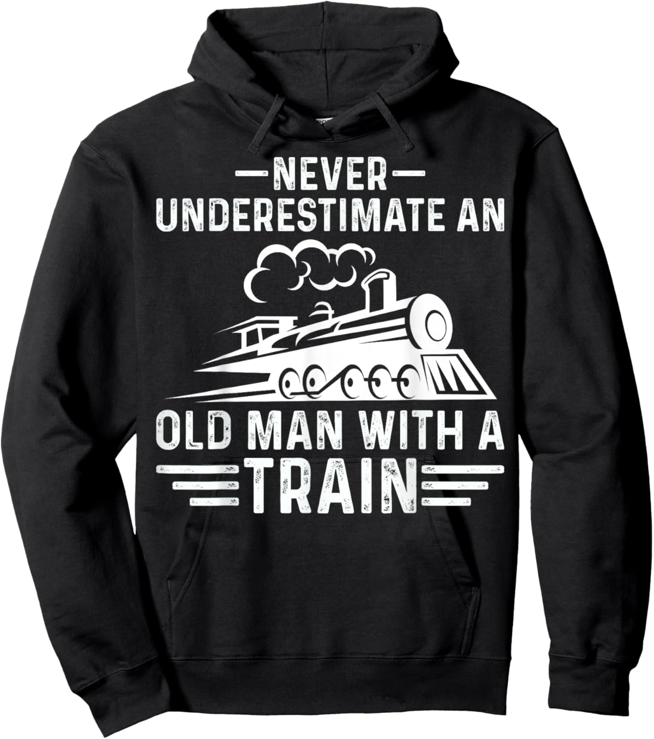 Never Underestimate an Old Man Who Loves Trains Gifts Hoodie - Hoodie | Black
