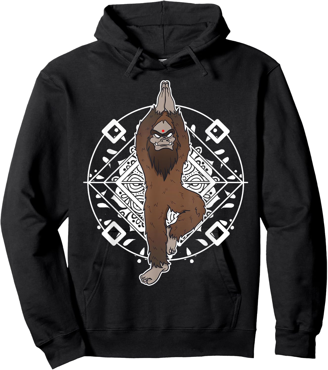 Bigfoot Sasquatch Yeti Yoga Meditation Funny Gift Hoodie - Hoodie | Black