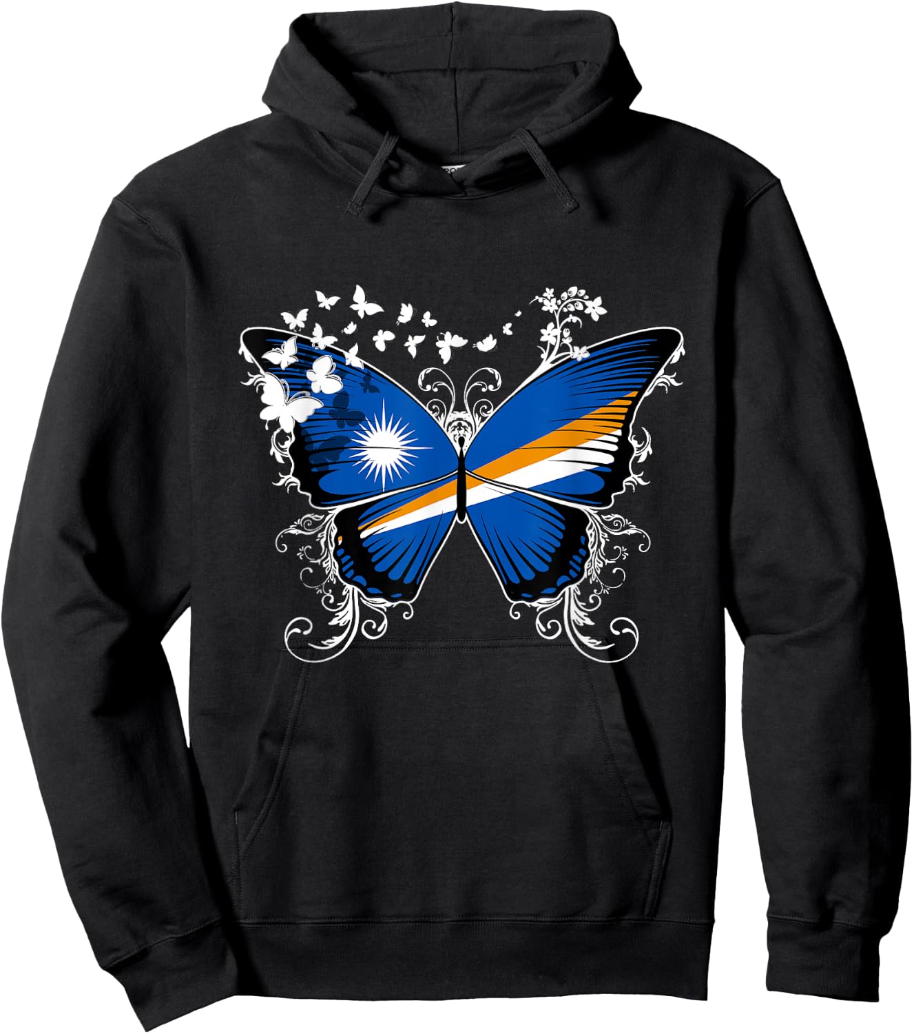 Marshall Islands Flag Shirt Butterfly Graphic T Shirt Hoodie - Hoodie | Black