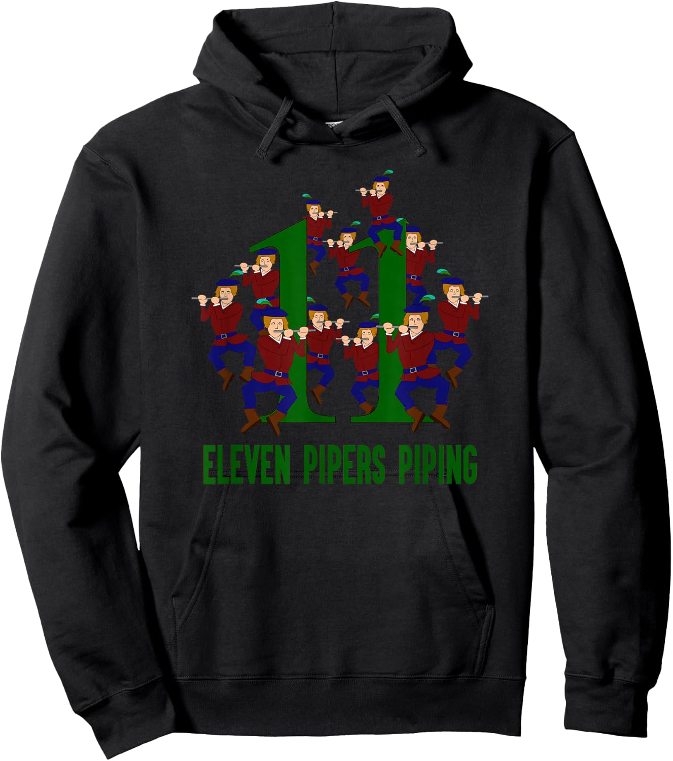 Eleven Pipers Piping Song 12 Days Christmas Hoodie - Hoodie | Black