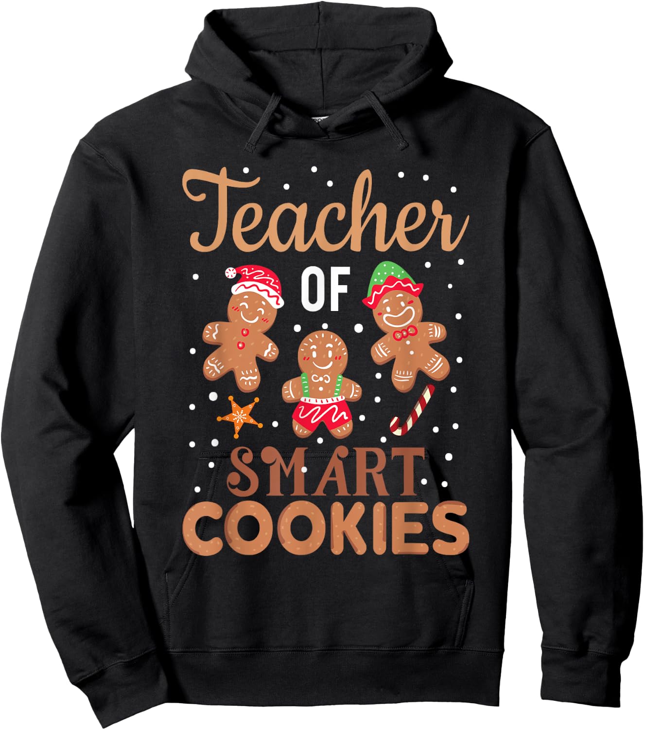 Christmas Teacher Cute Gingerbread Cookies Women Kids Hoodie - Hoodie | Black