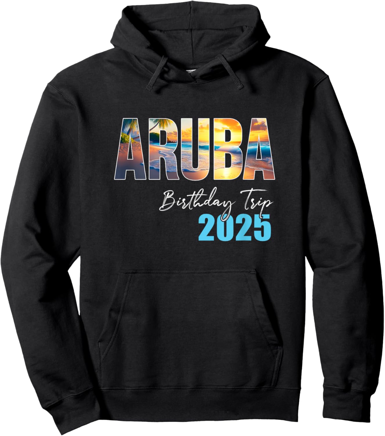 Aruba Birthday Trip 2025 Vacation Party Crew Cruise Hoodie - Hoodie | Black