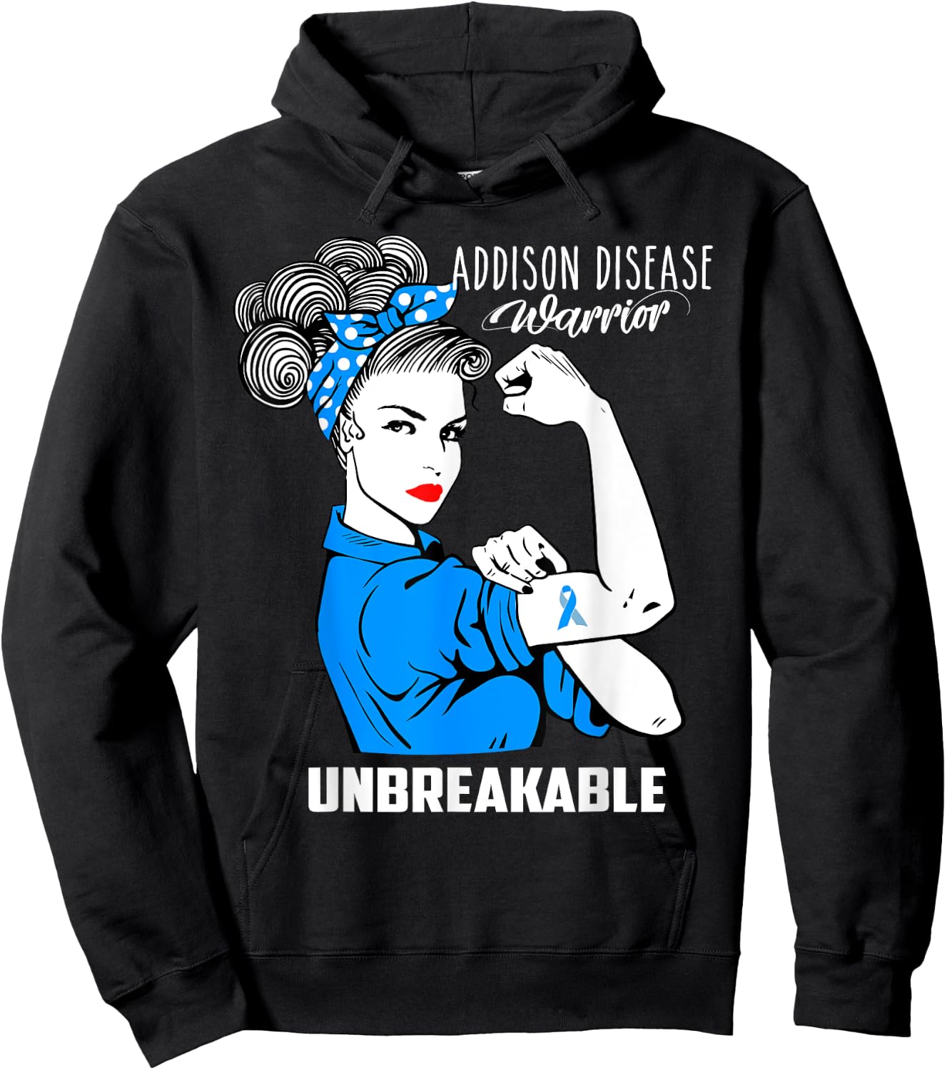Addison's Disease Warrior Unbreakable Awareness Gift Hoodie - Hoodie | Black